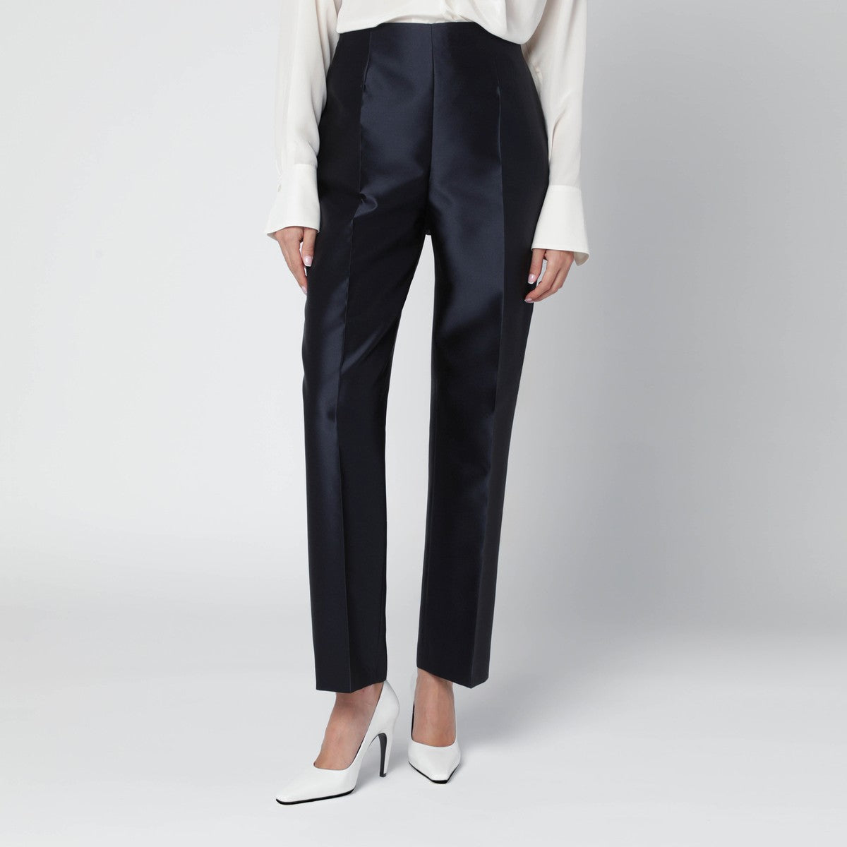 Alberta Ferretti Alberta Ferretti Blue silk-blend satin trousers