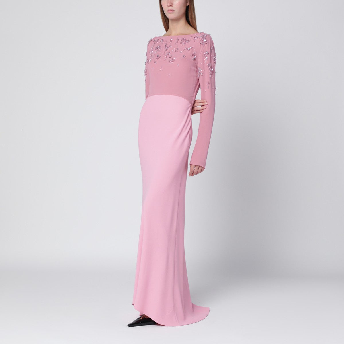 Alberta Ferretti Alberta Ferretti Pink evening dress with bead embroidery