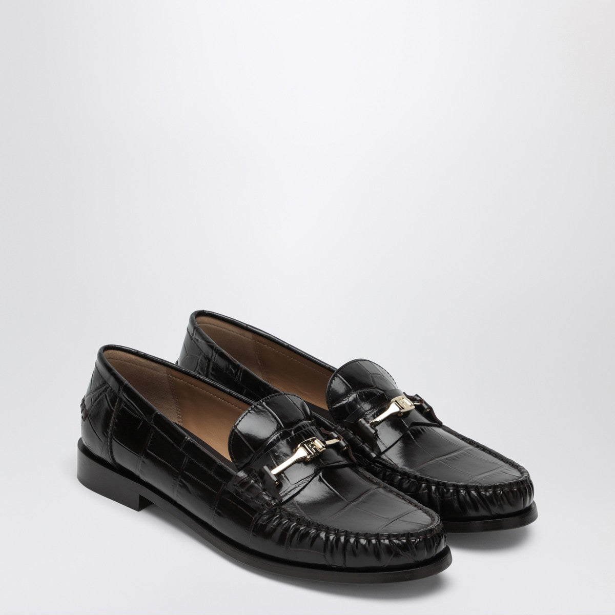 Ferragamo Ferragamo Dark Brown Moccasin new Vara chain