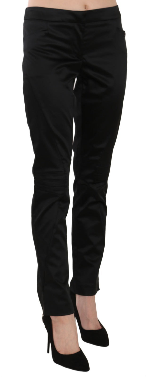 Exte Black Mid Waist Skinny Dress Formal Trousers Pants - Luxe Marca