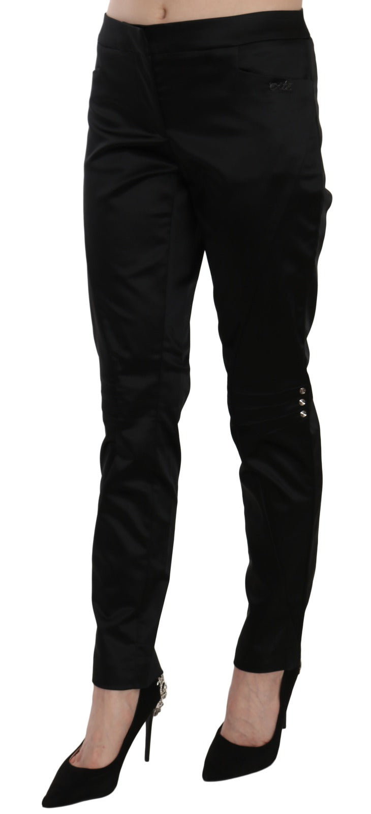 Exte Black Mid Waist Skinny Dress Formal Trousers Pants - Luxe Marca