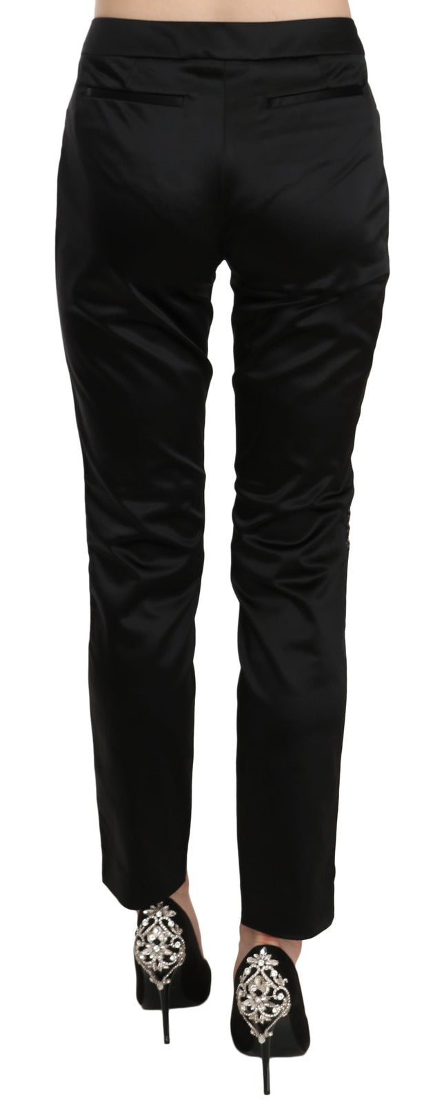 Exte Black Mid Waist Skinny Dress Formal Trousers Pants - Luxe Marca