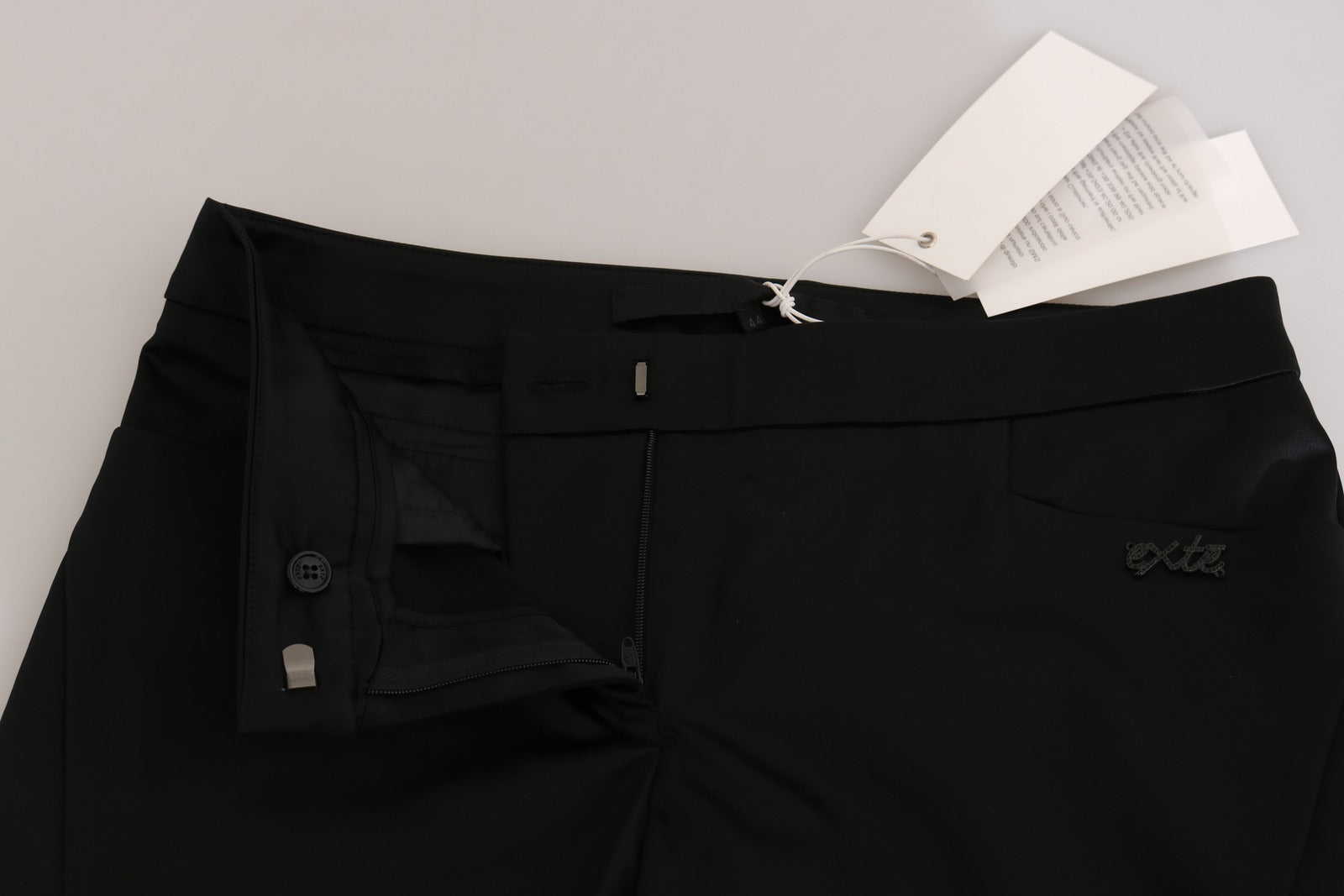 Exte Black Mid Waist Skinny Dress Formal Trousers Pants - Luxe Marca