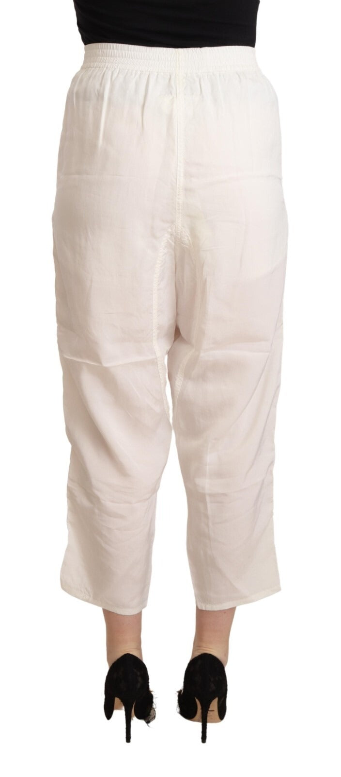 Maison Margiela White High Waist Cropped Women Trouser Pants - Luxe Marca