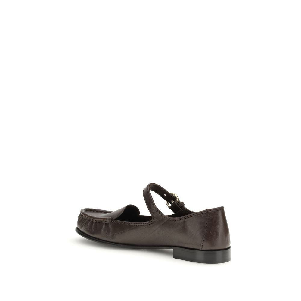 Miu Miu Brown Calf Leather Bos Taurus Slip-On Loafers - Luxe Marca