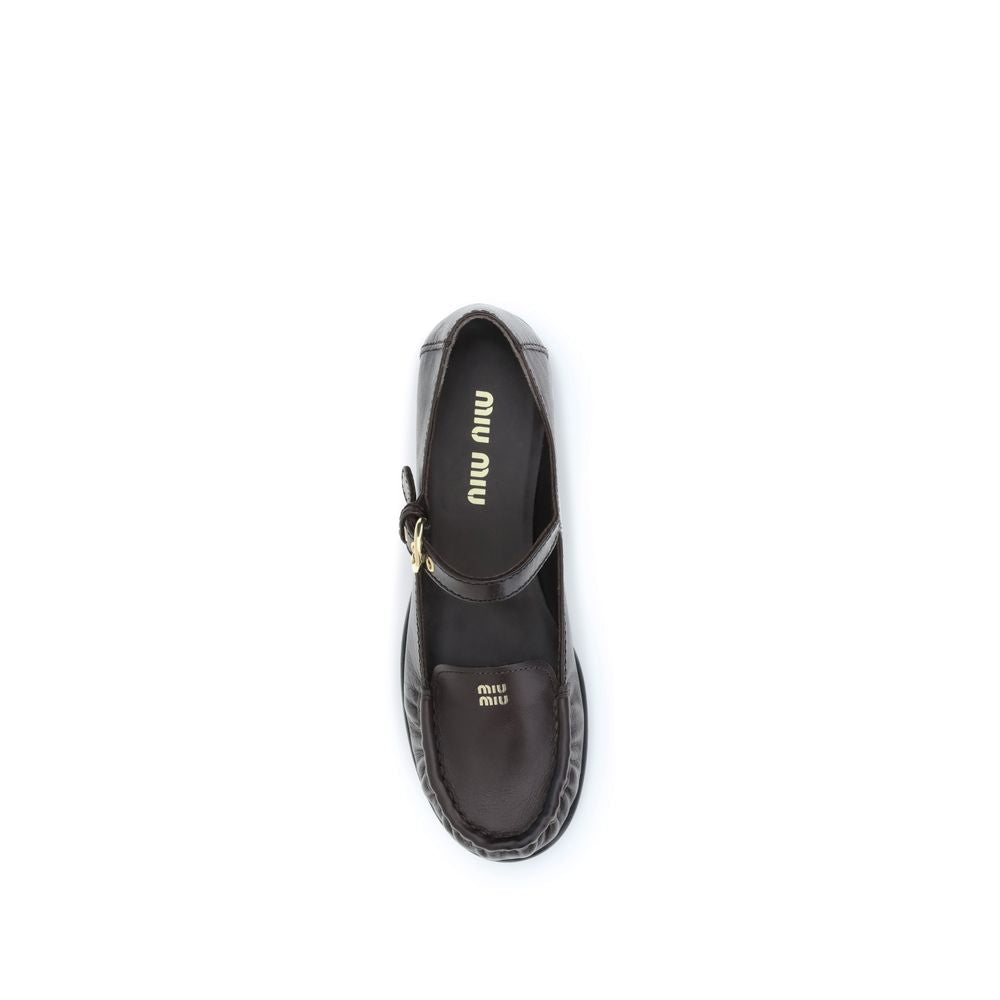 Miu Miu Brown Calf Leather Bos Taurus Slip-On Loafers - Luxe Marca