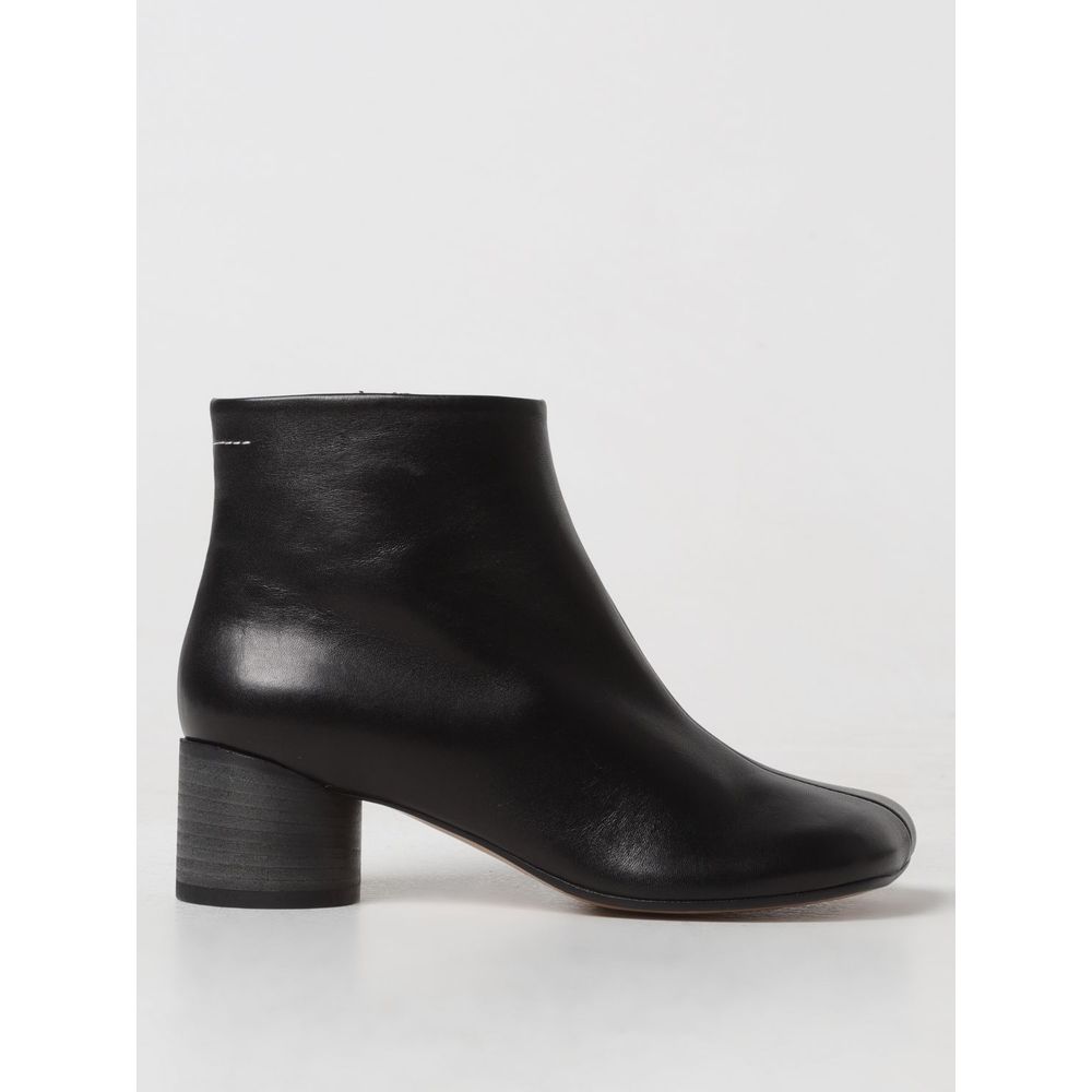 MM6 Maison Margiela Black Leather Ankle Boots