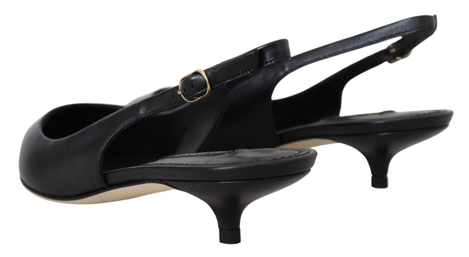 Dolce & Gabbana Black Leather Slingbacks Heels Pumps Shoes - Luxe Marca