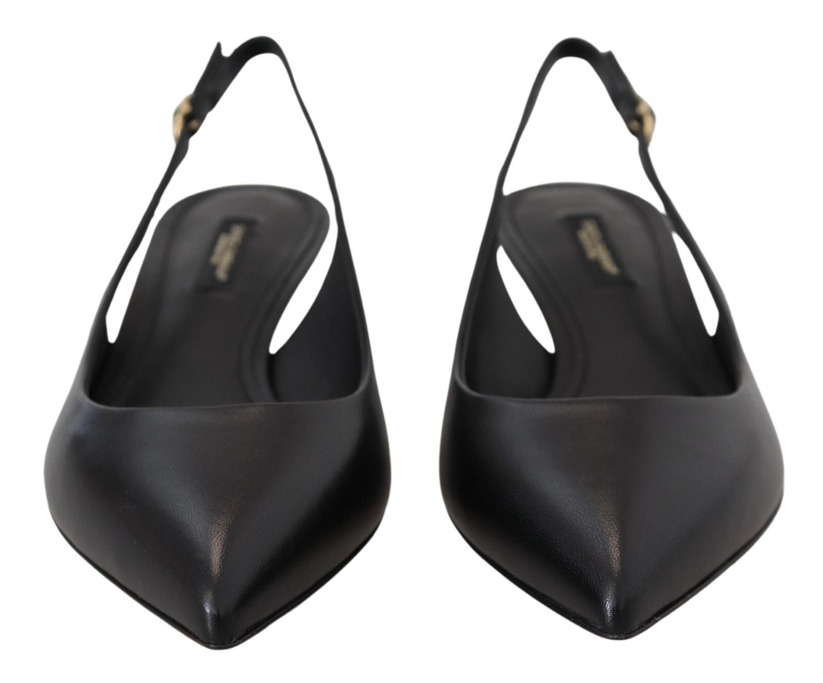 Dolce & Gabbana Black Leather Slingbacks Heels Pumps Shoes - Luxe Marca