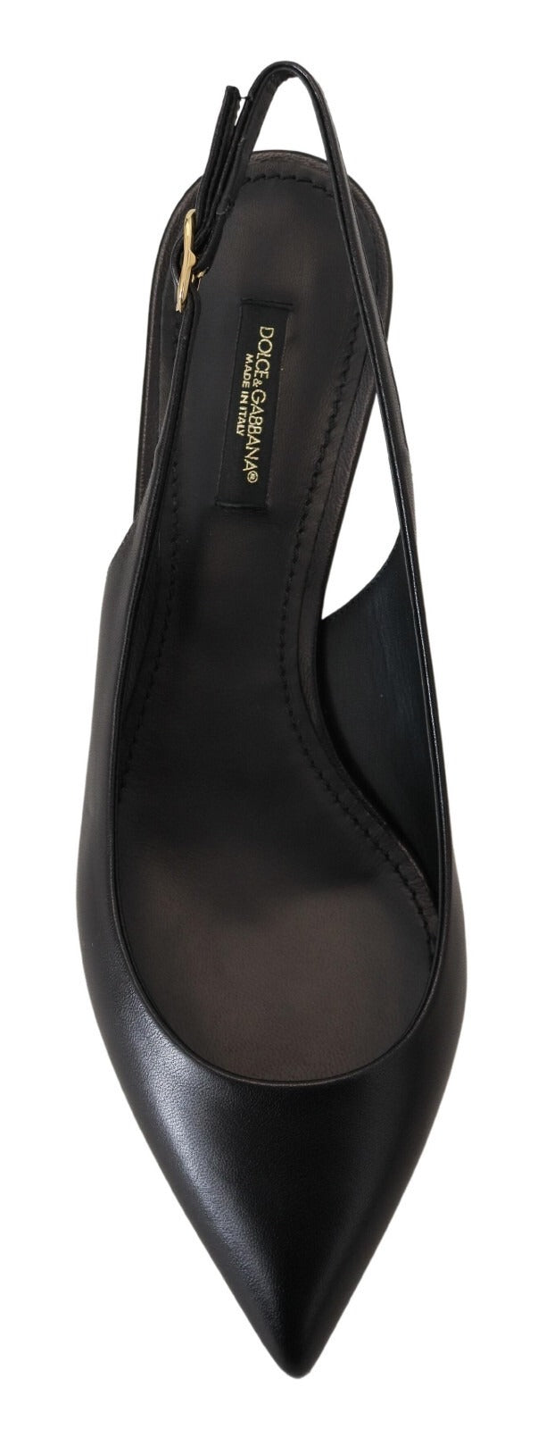 Dolce & Gabbana Black Leather Slingbacks Heels Pumps Shoes - Luxe Marca