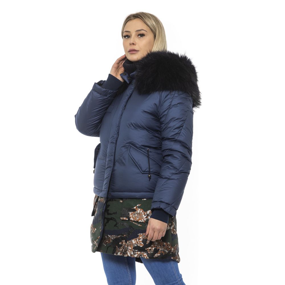 Mr&Mrs Italy Blue Poly Parka with Hood for Women