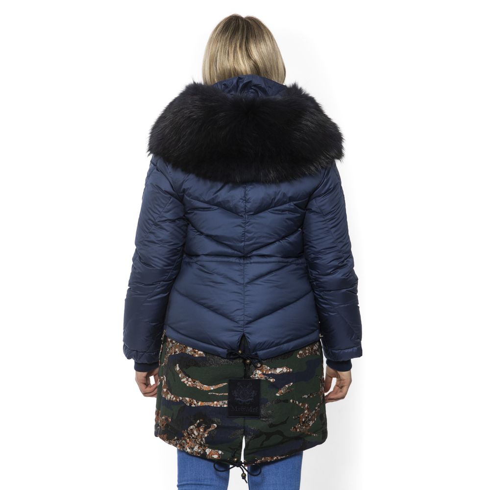 Mr&Mrs Italy Blue Poly Parka with Hood for Women