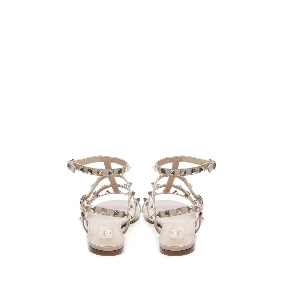 Valentino Garavani Beige Calfskin Flat Sandals