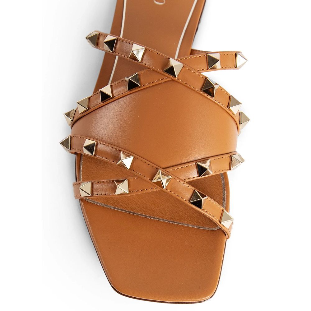 Valentino Garavani Brown Calfskin Flat Sandals