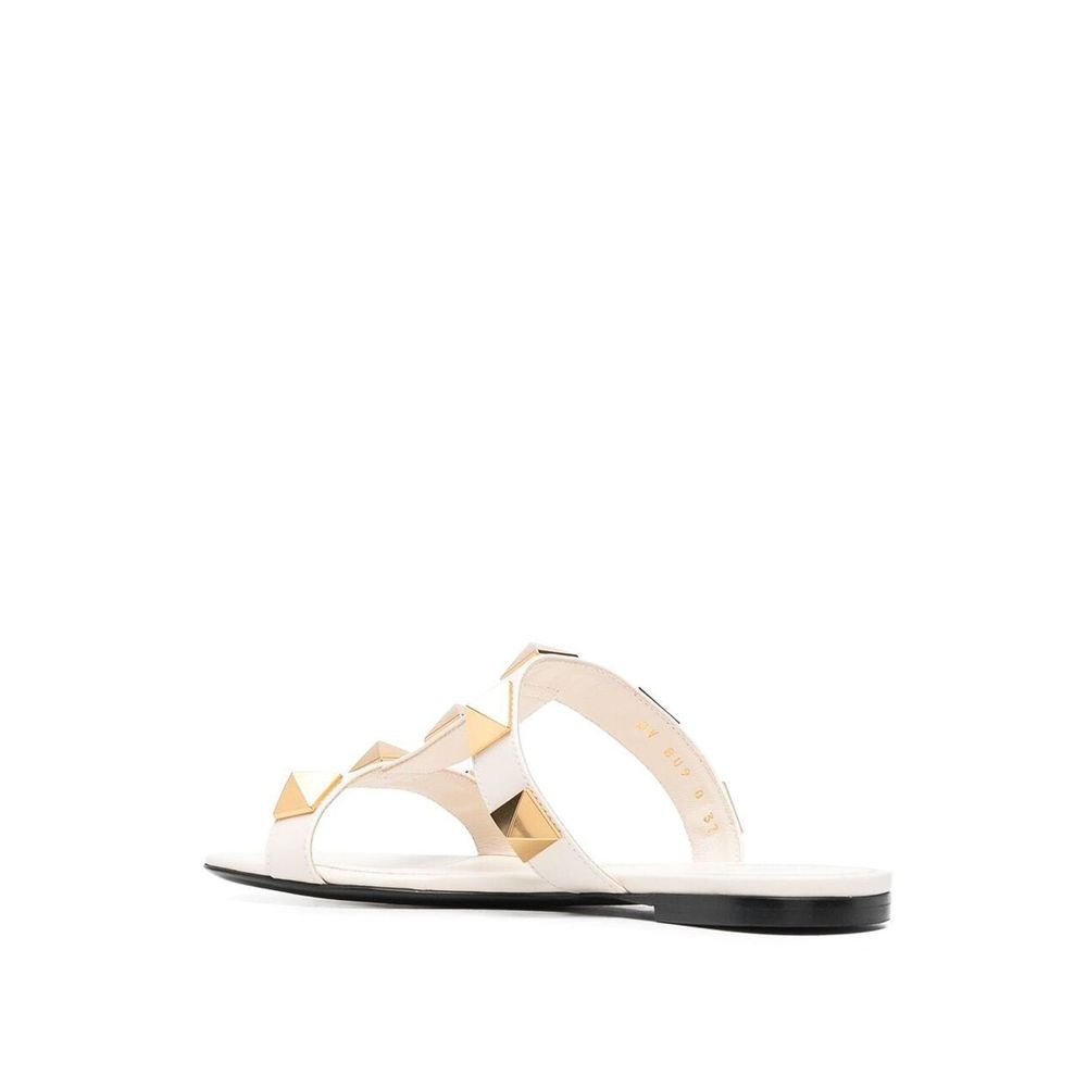 Valentino Garavani White Calfskin Flat Sandals