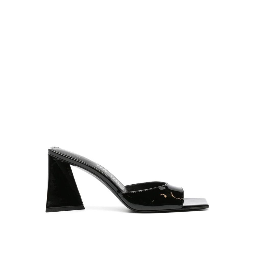 The Attico Black Calfskin Platform Sandals