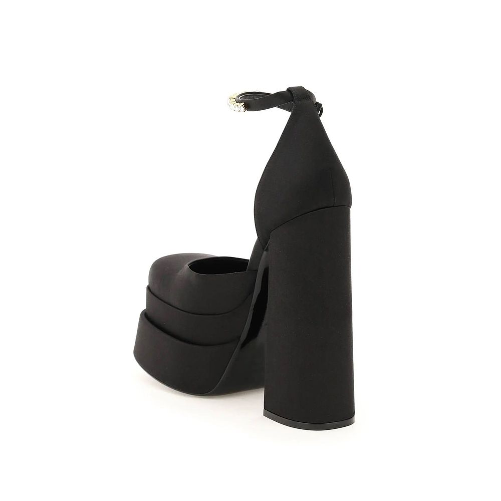 Versace Black Silk Platform Pumps - Luxe Marca