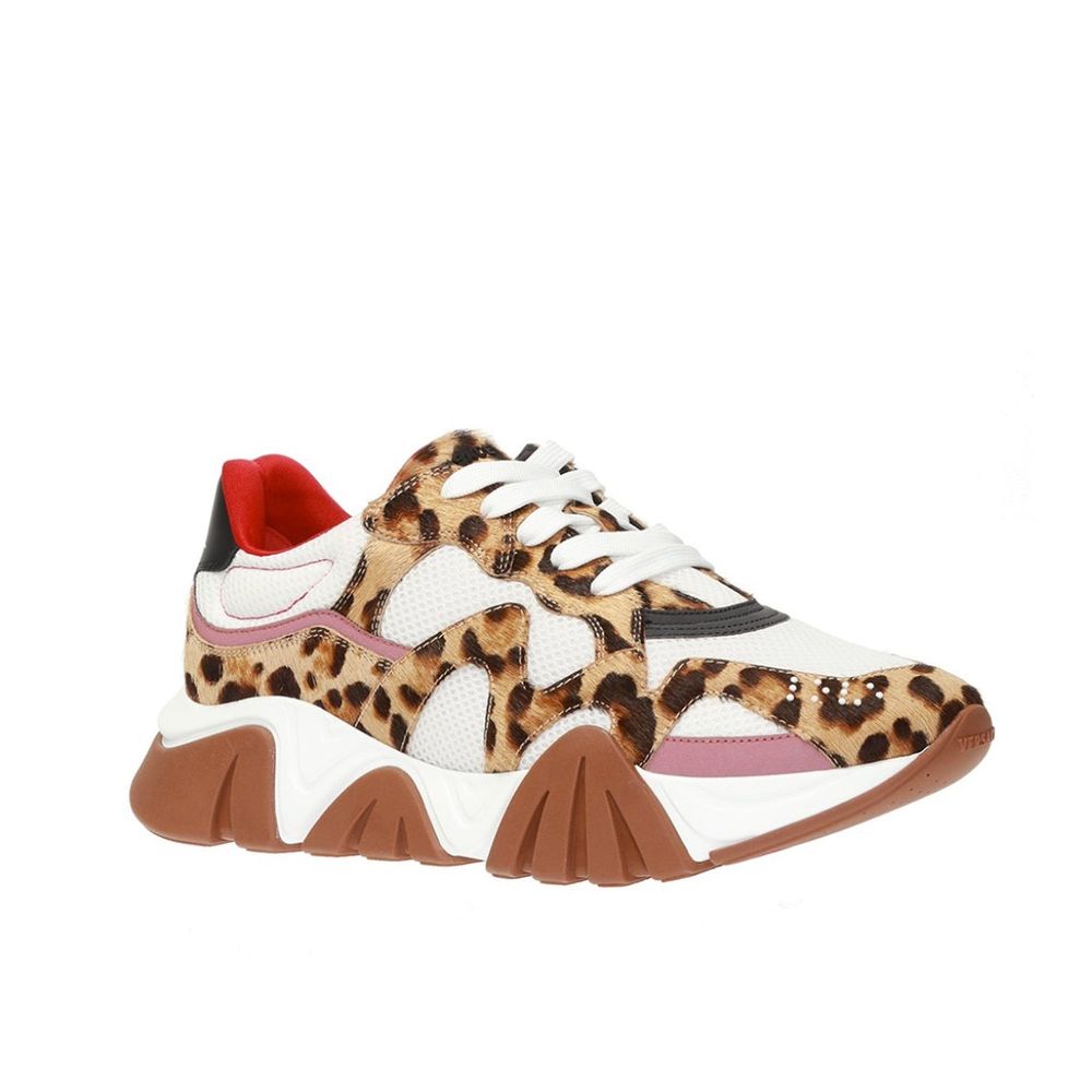 Versace Beige Leather Chunky Sneakers - Luxe Marca