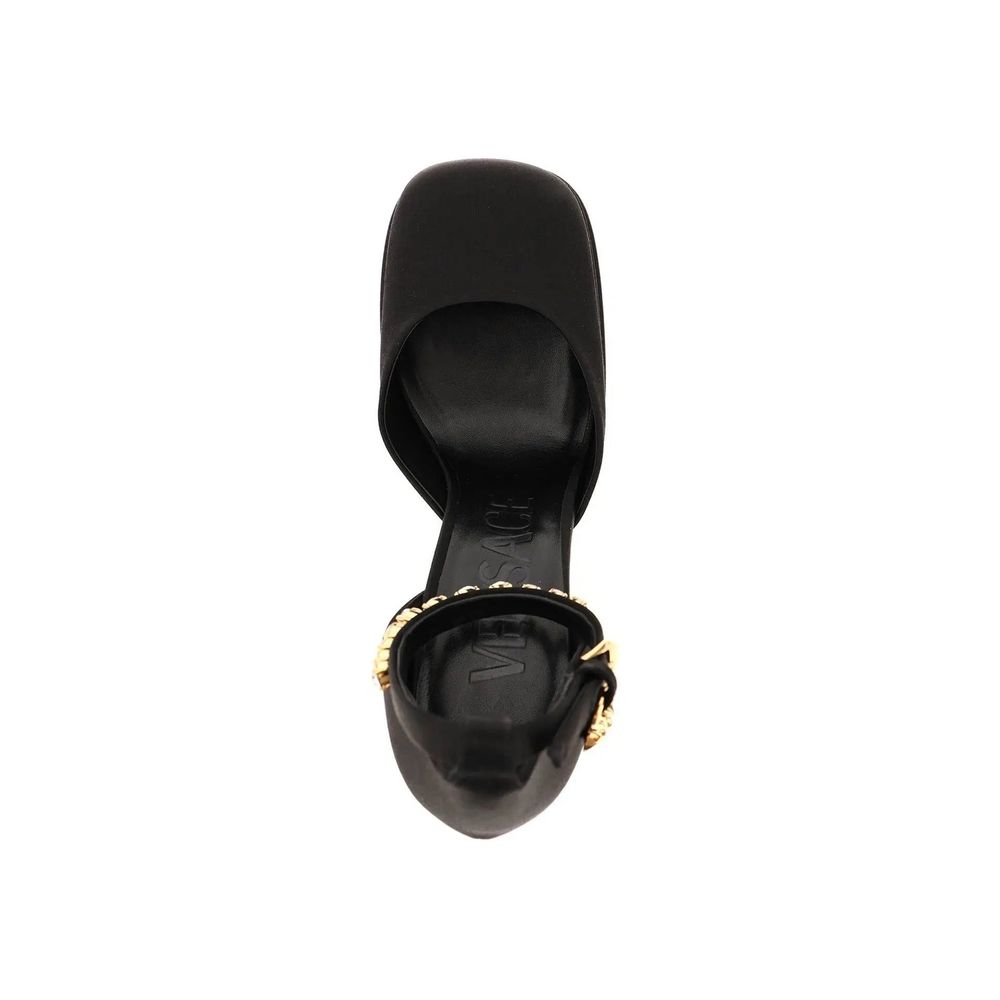 Versace Black Silk Platform Pumps - Luxe Marca