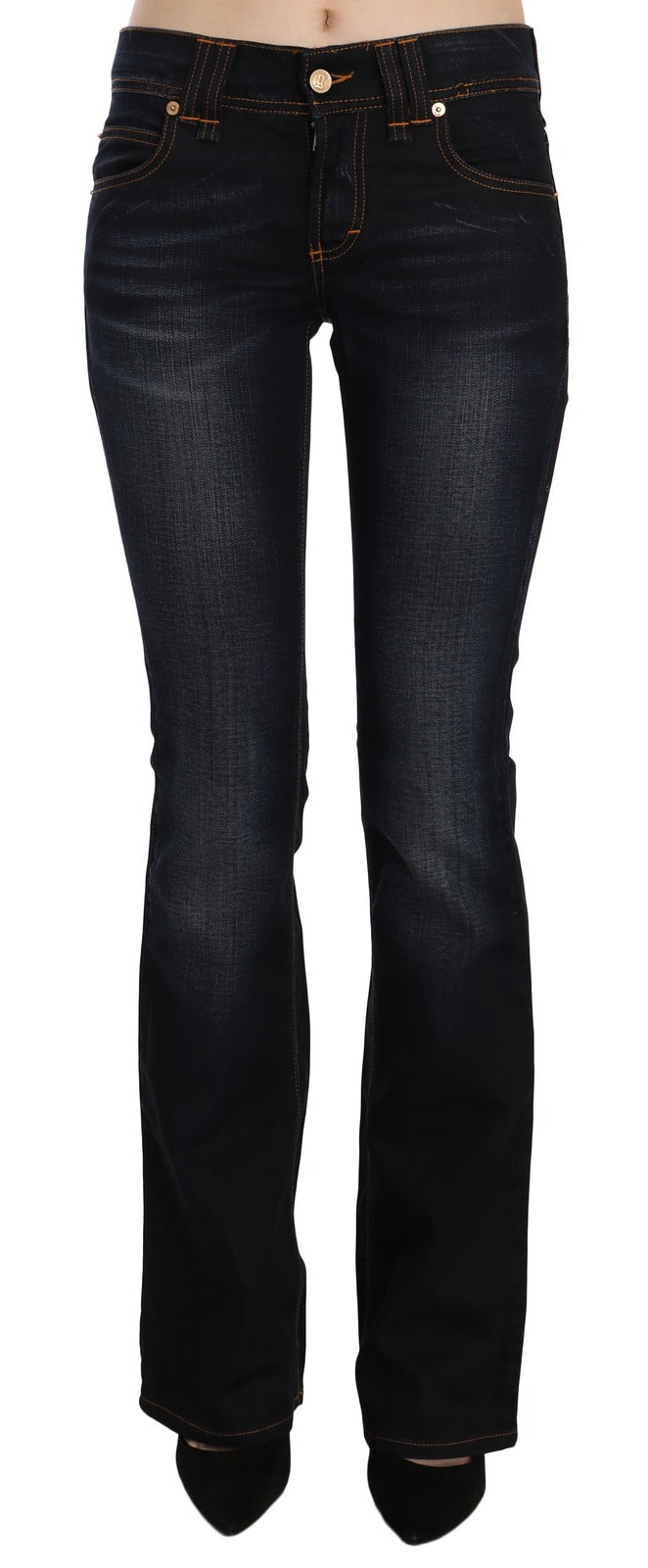 John Galliano Blue Washed Mid Waist Regular Leg Boot Cut Denim Jeans - Luxe Marca