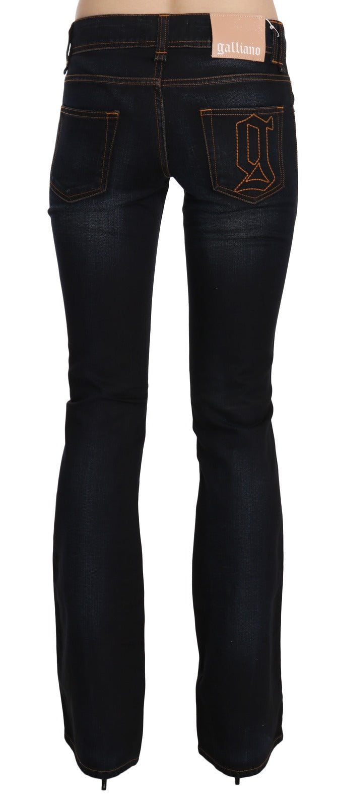 John Galliano Blue Washed Mid Waist Regular Leg Boot Cut Denim Jeans - Luxe Marca