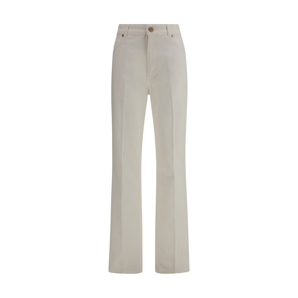 Balmain White Cotton Straight-Leg Jeans