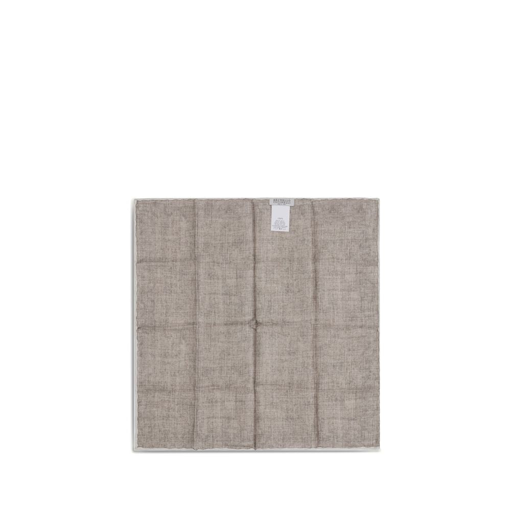 Brunello Cucinelli Beige Silk Pocket Square