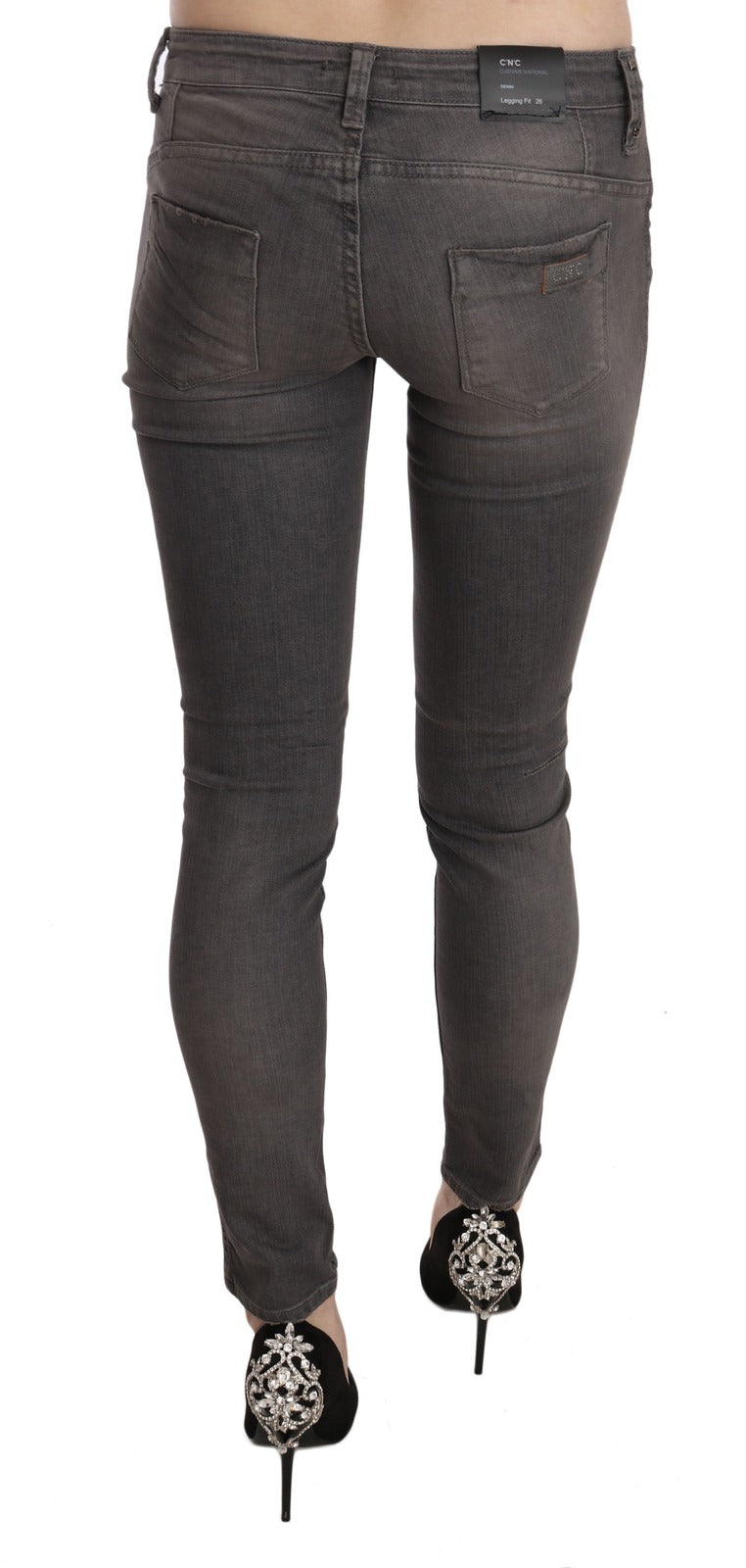 Costume National Gray Washed Low Waist Skinny Jeans