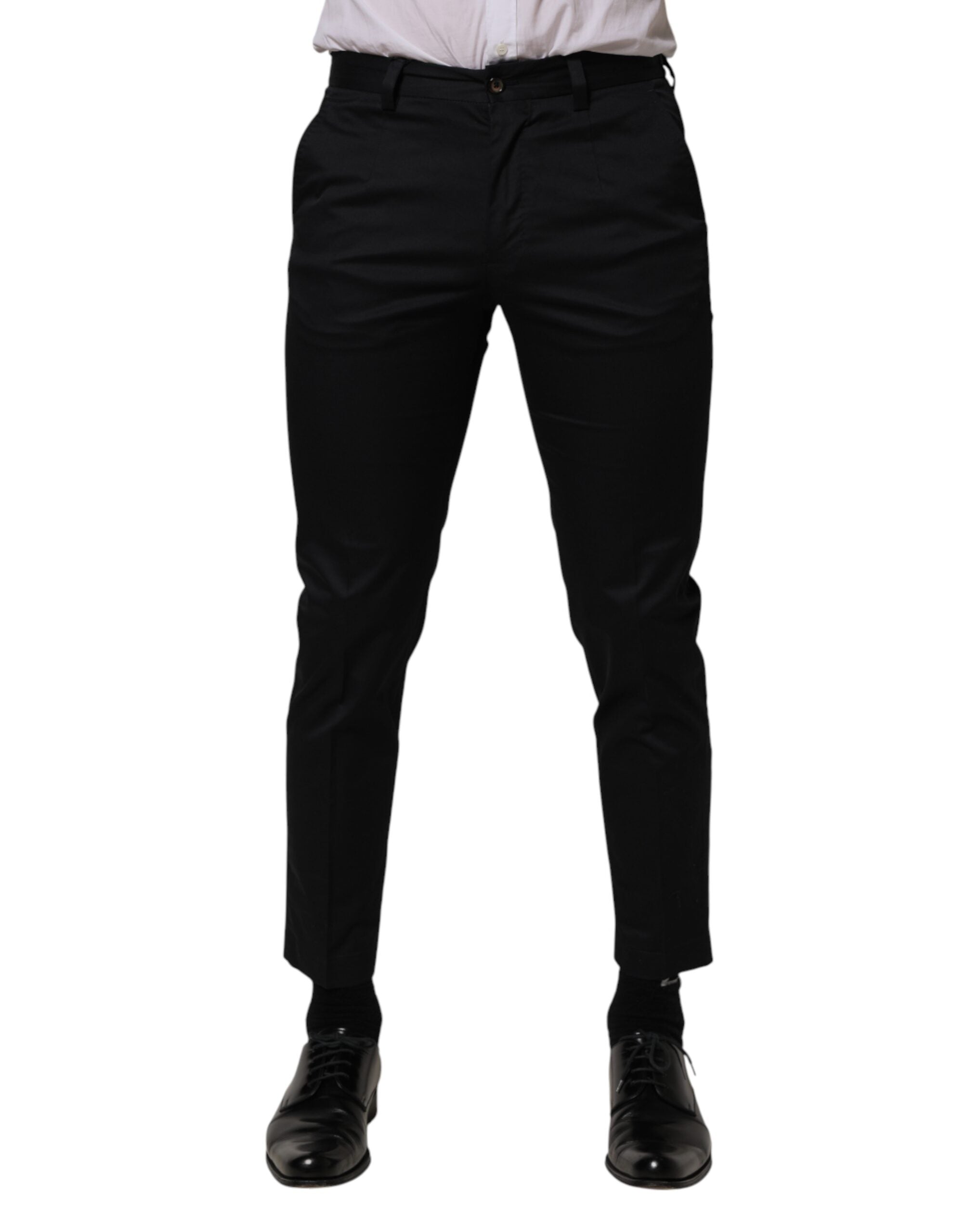 Dolce & Gabbana Dark Blue Cotton Skinny Dress Trouser Pants - Luxe Marca