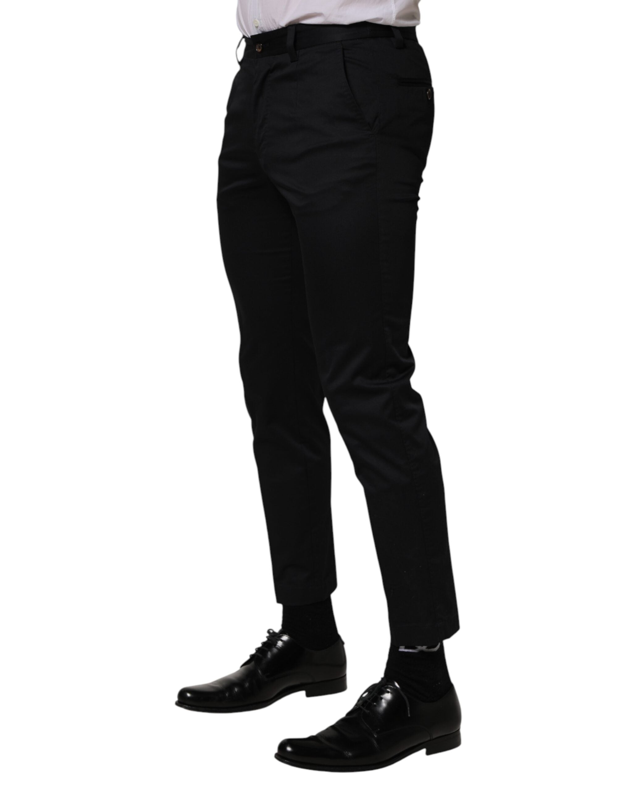 Dolce & Gabbana Dark Blue Cotton Skinny Dress Trouser Pants - Luxe Marca