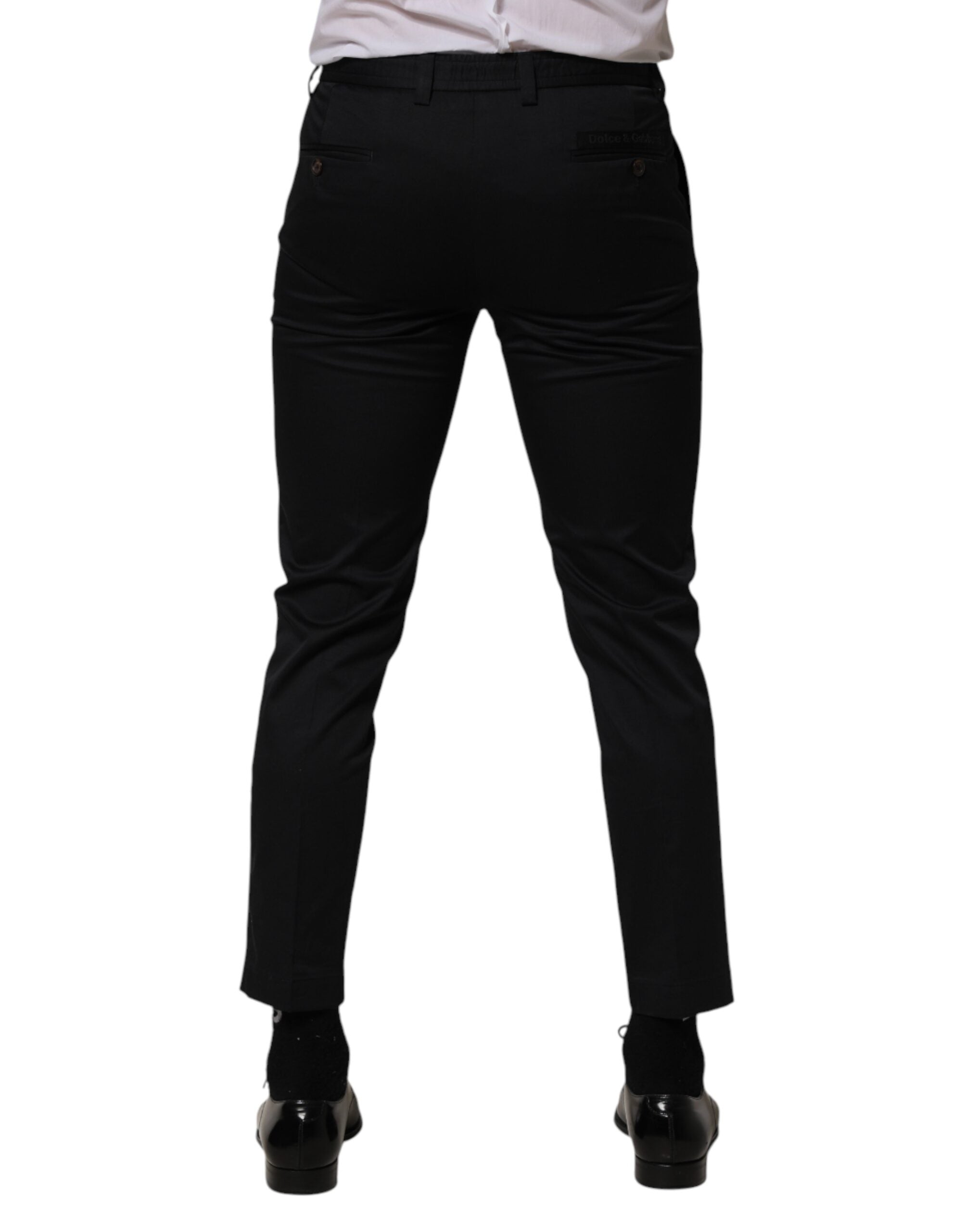 Dolce & Gabbana Dark Blue Cotton Skinny Dress Trouser Pants - Luxe Marca