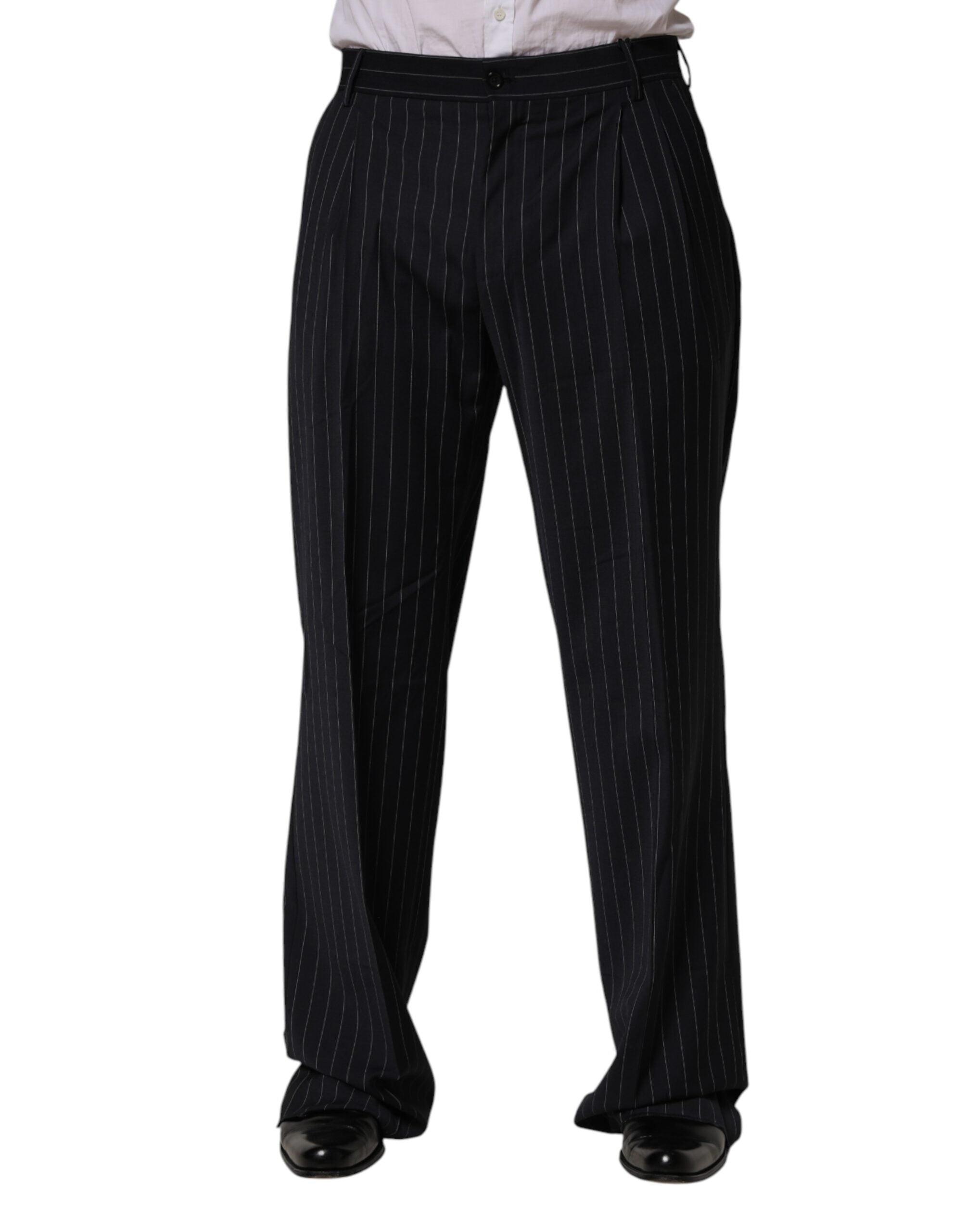 Dolce & Gabbana Black Stripe Straight Men Dress Trouser Pants - Luxe Marca