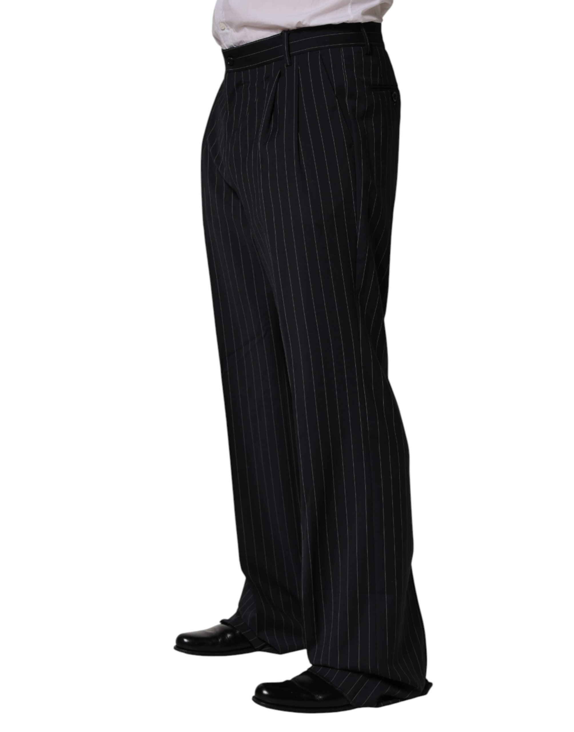 Dolce & Gabbana Black Stripe Straight Men Dress Trouser Pants - Luxe Marca