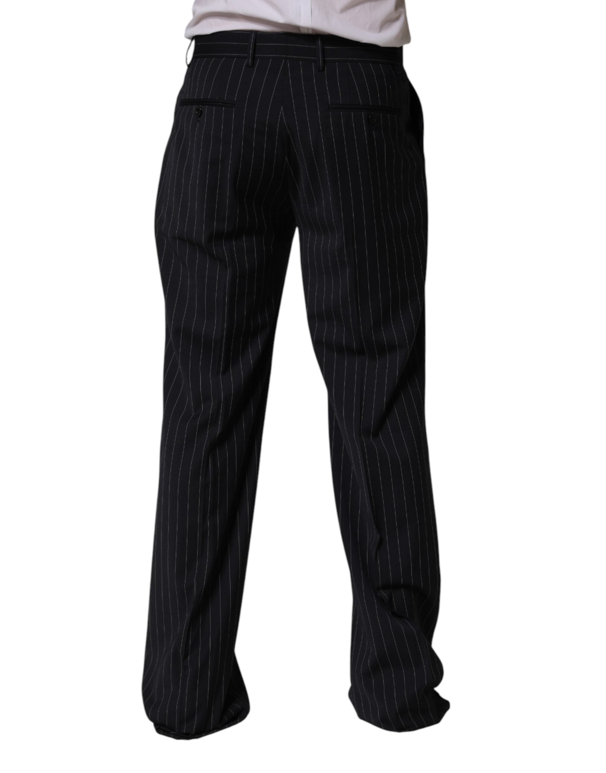 Dolce & Gabbana Black Stripe Straight Men Dress Trouser Pants - Luxe Marca