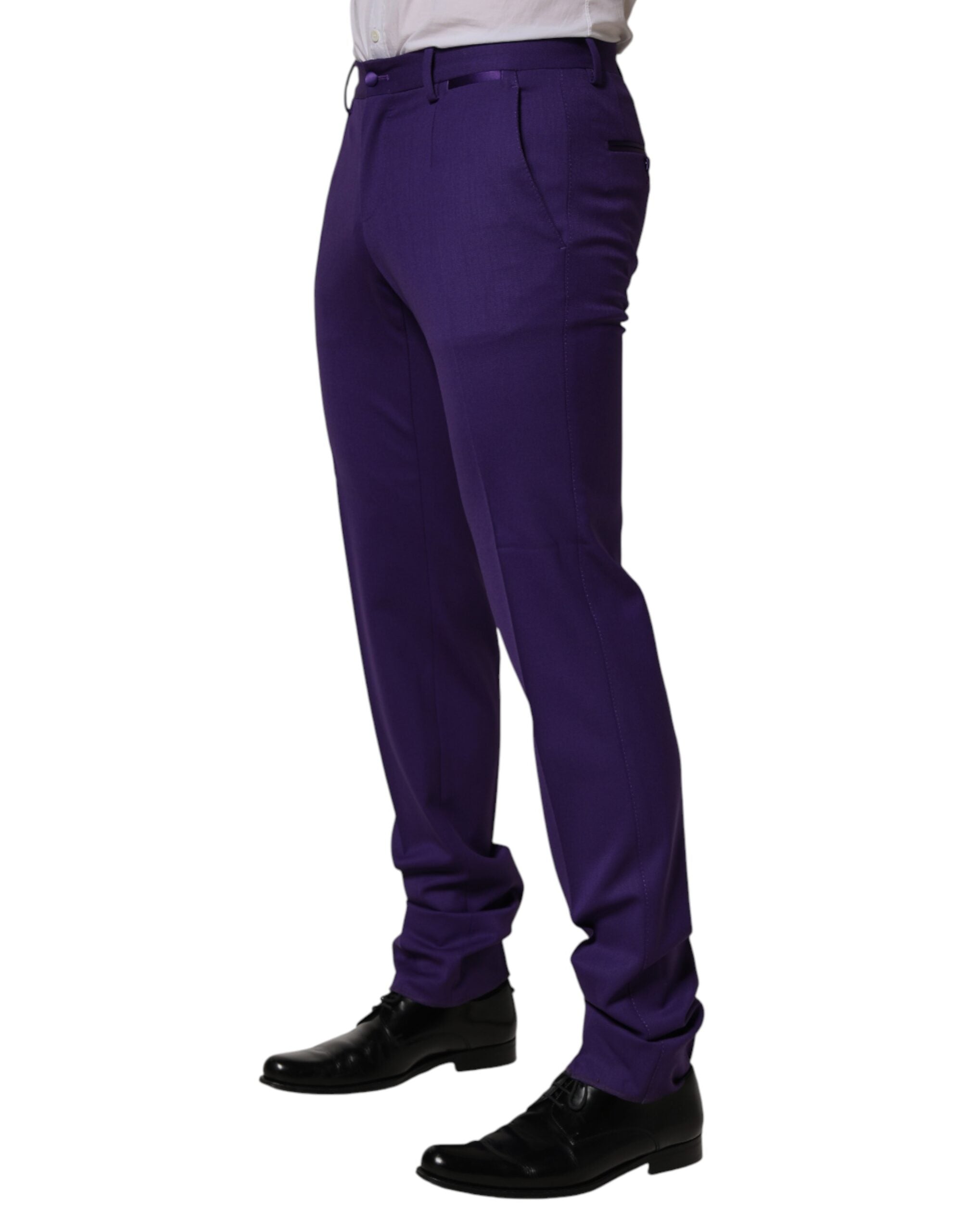 Dolce & Gabbana Purple Wool Skinny Dress Men Trouser Pants - Luxe Marca