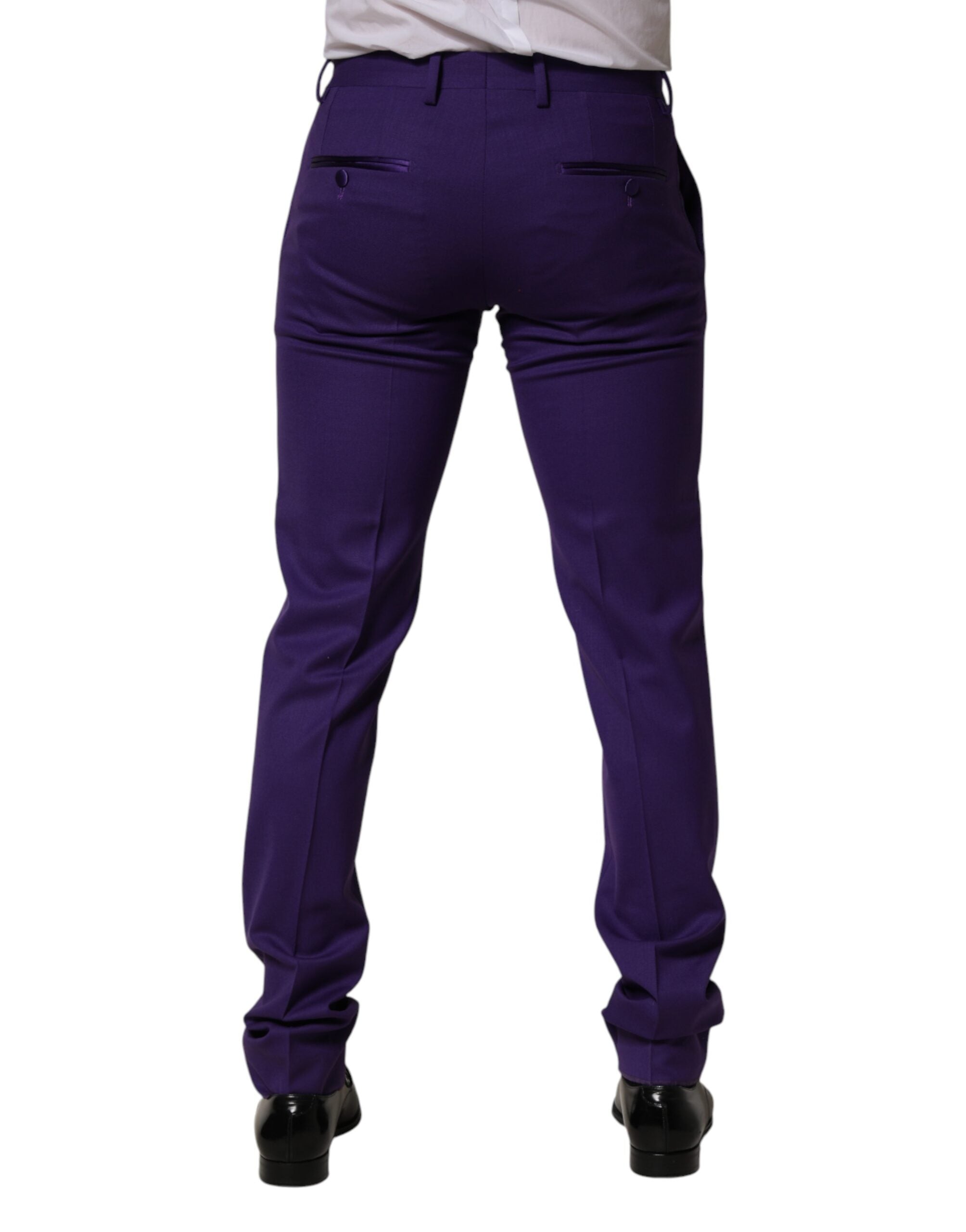 Dolce & Gabbana Purple Wool Skinny Dress Men Trouser Pants - Luxe Marca