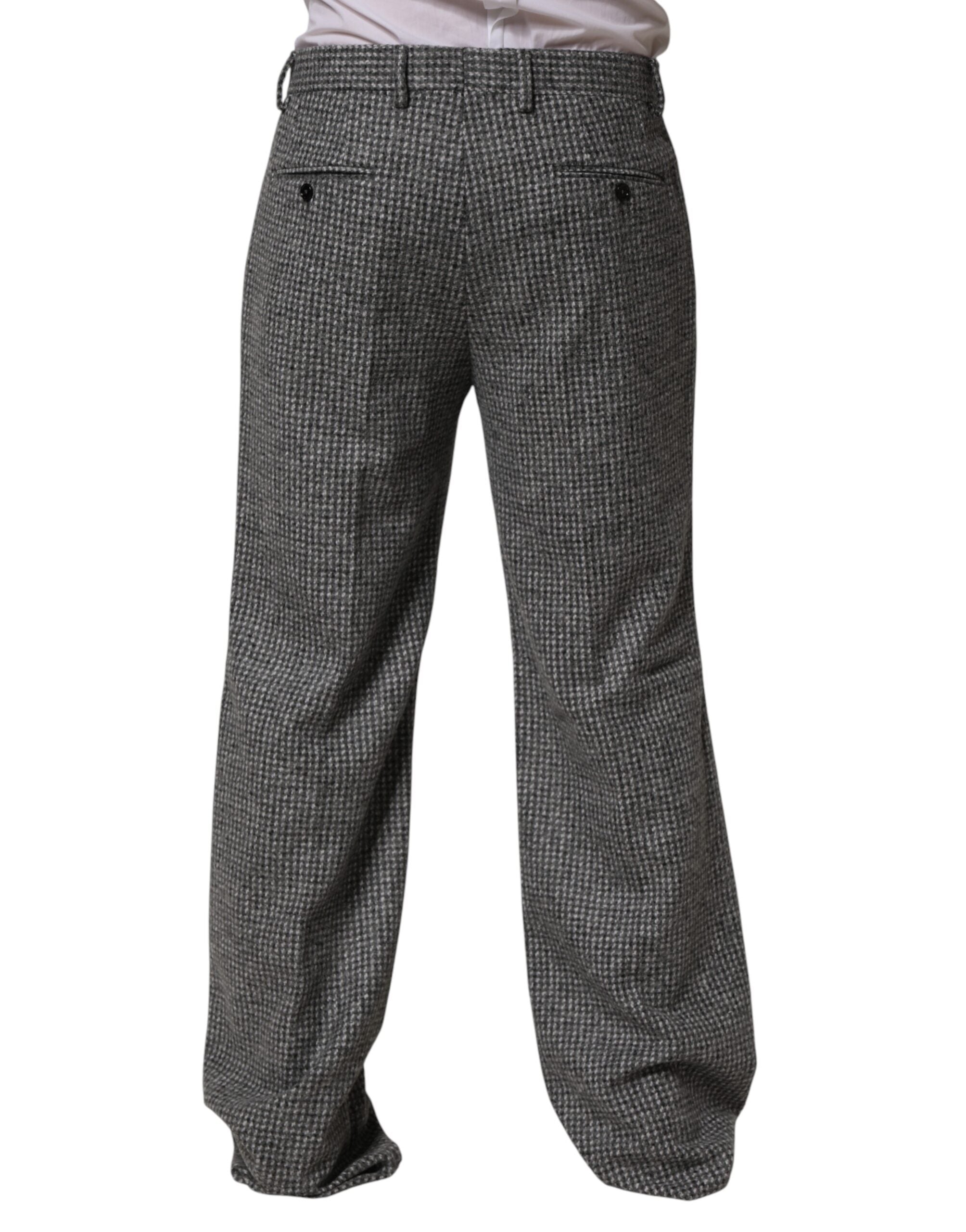 Dolce & Gabbana Gray Houndstooth Straight Dress Trouser Pants - Luxe Marca