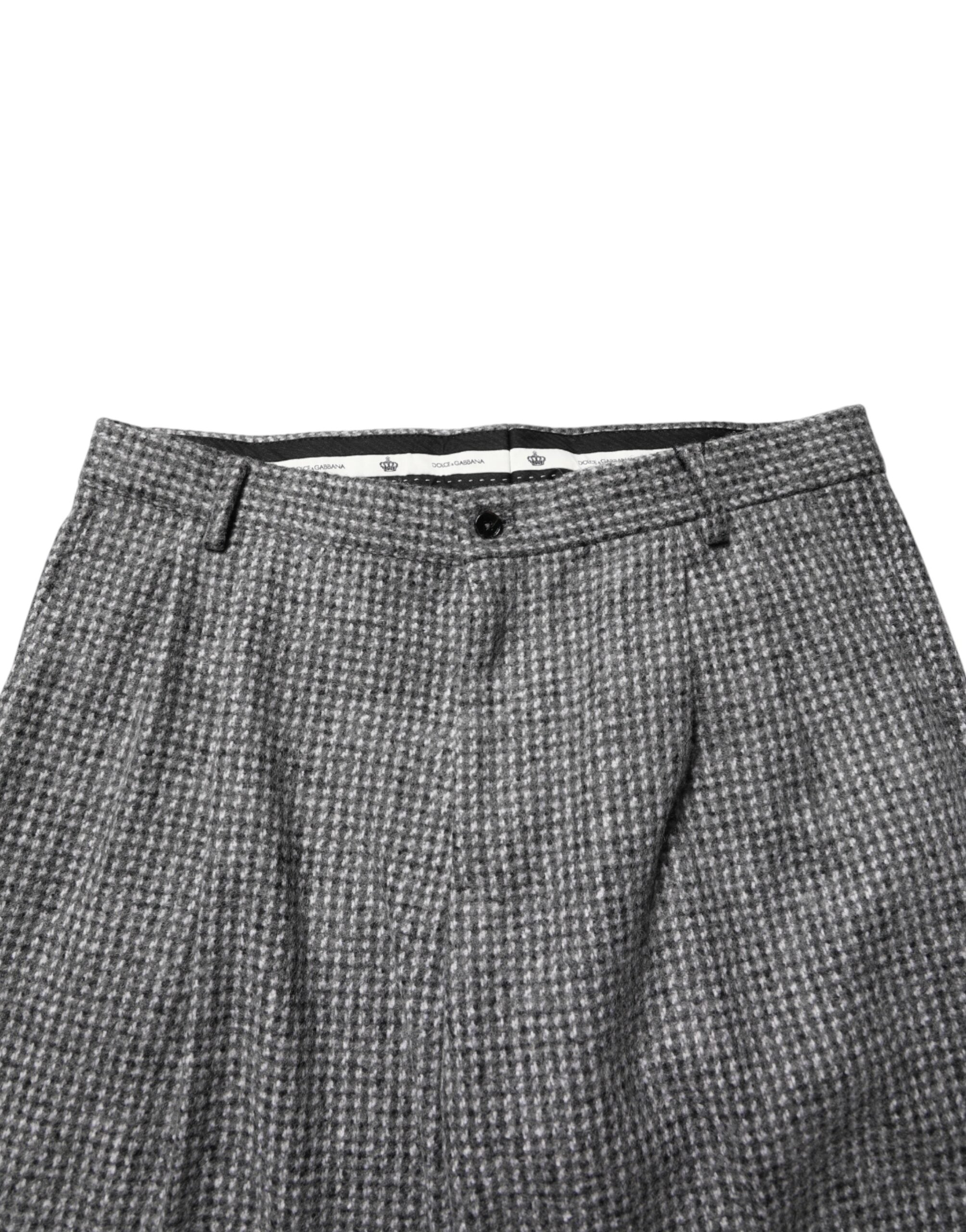 Dolce & Gabbana Gray Houndstooth Straight Dress Trouser Pants - Luxe Marca