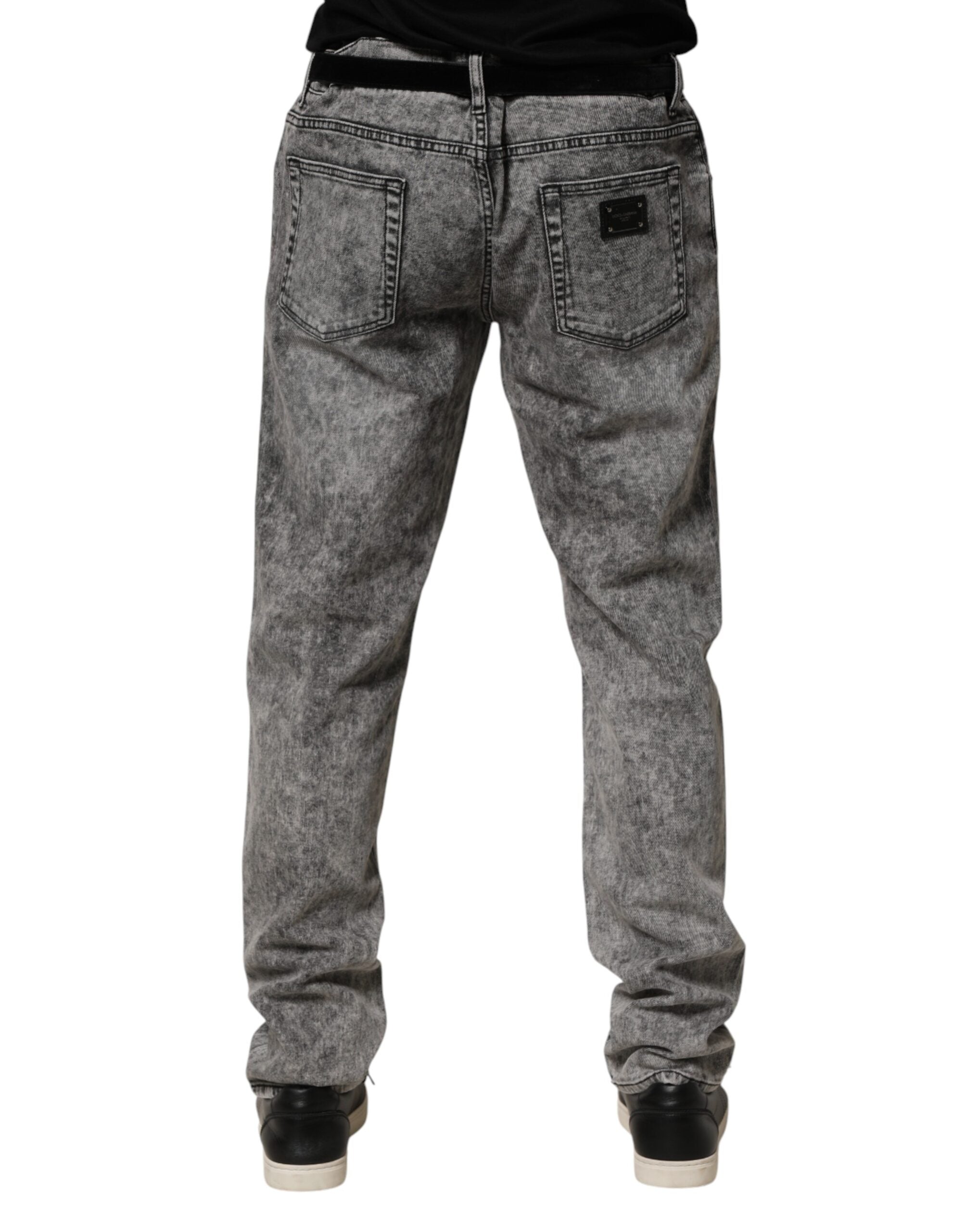 Dolce & Gabbana Gray Cotton Straight Leg Denim Trouser Jeans - Luxe Marca