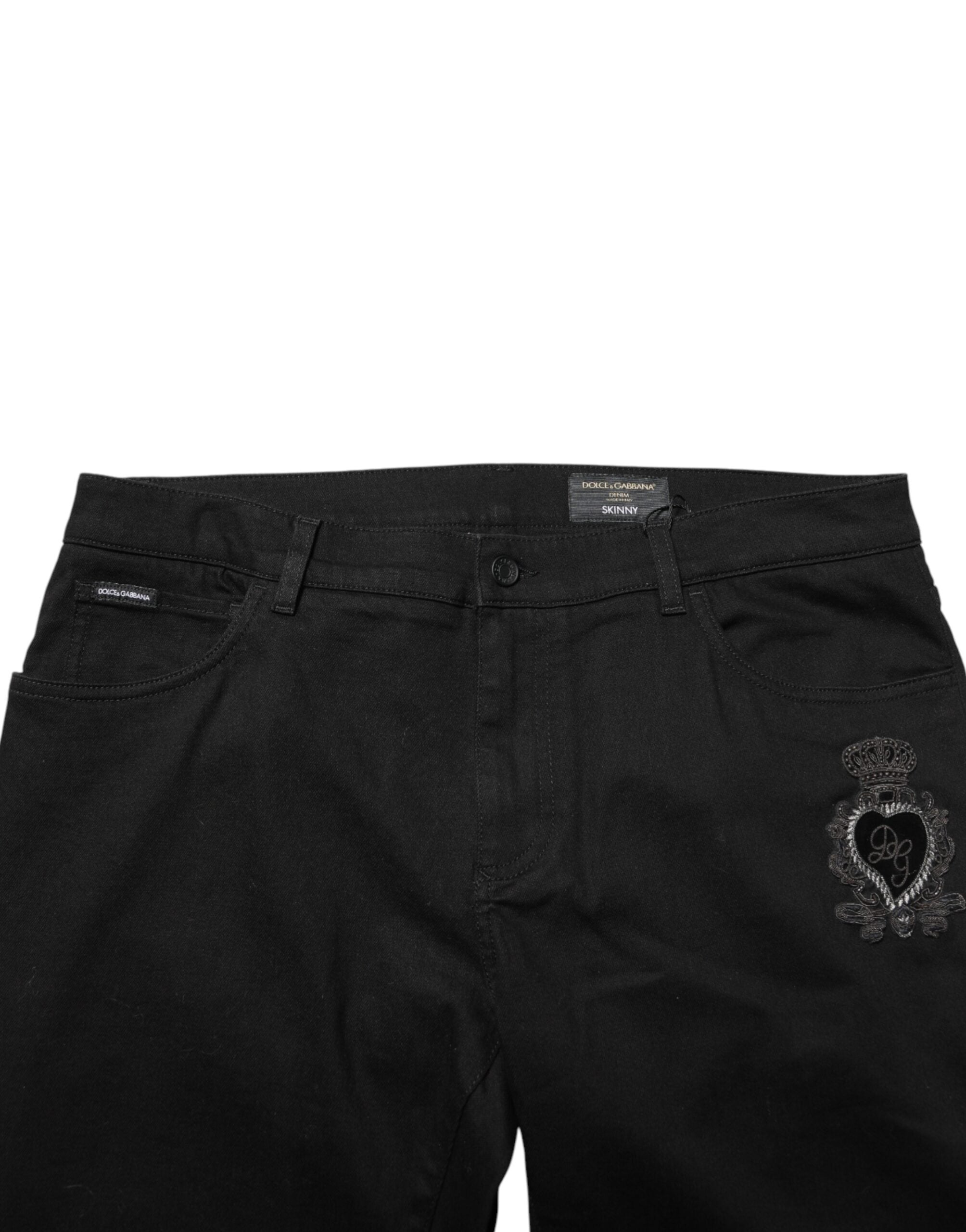 Dolce & Gabbana Black Sacred Heart Skinny Men Denim Jeans - Luxe Marca