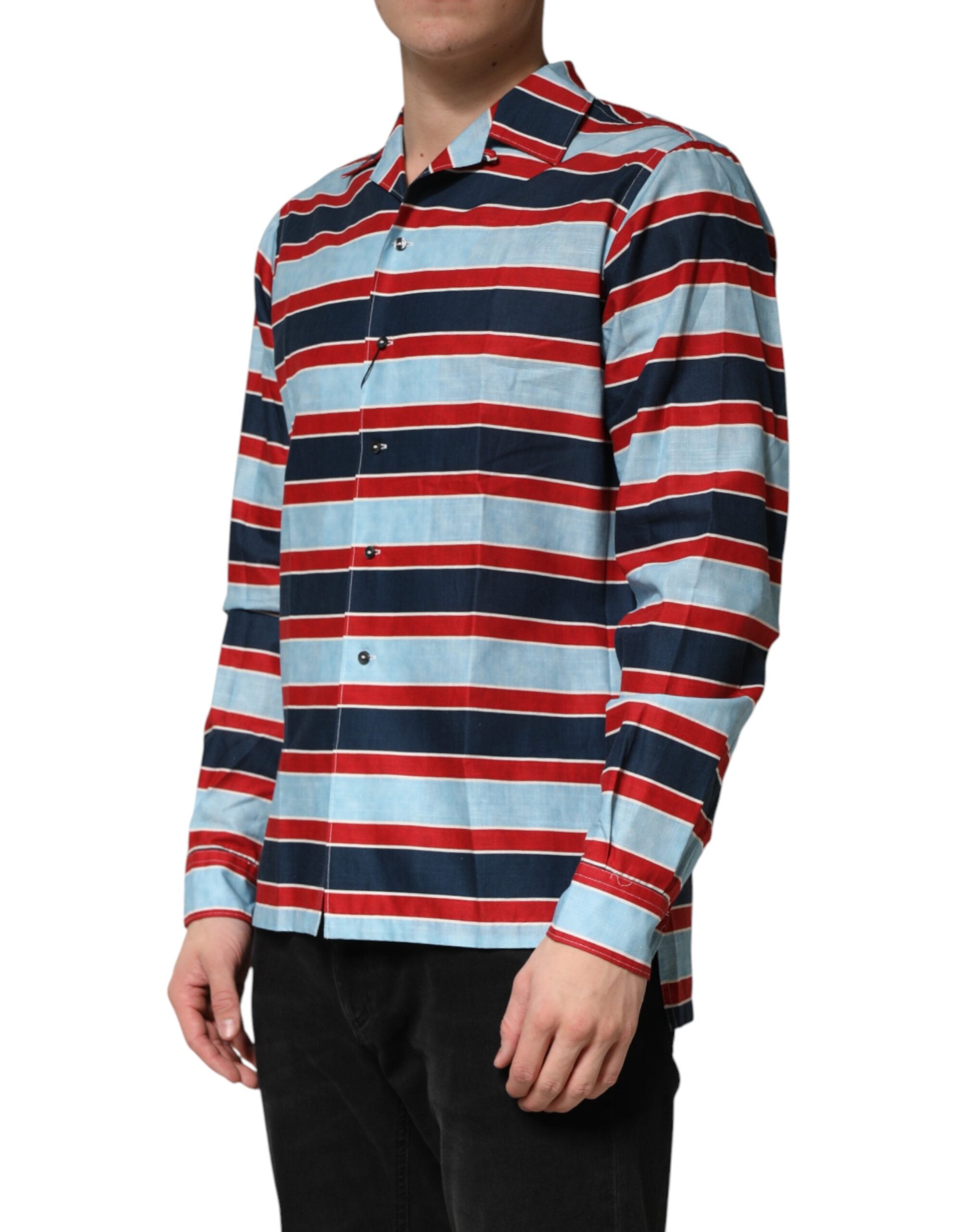 Dolce & Gabbana Multicolor Stripes Cotton Men Button Down Shirt - Luxe Marca
