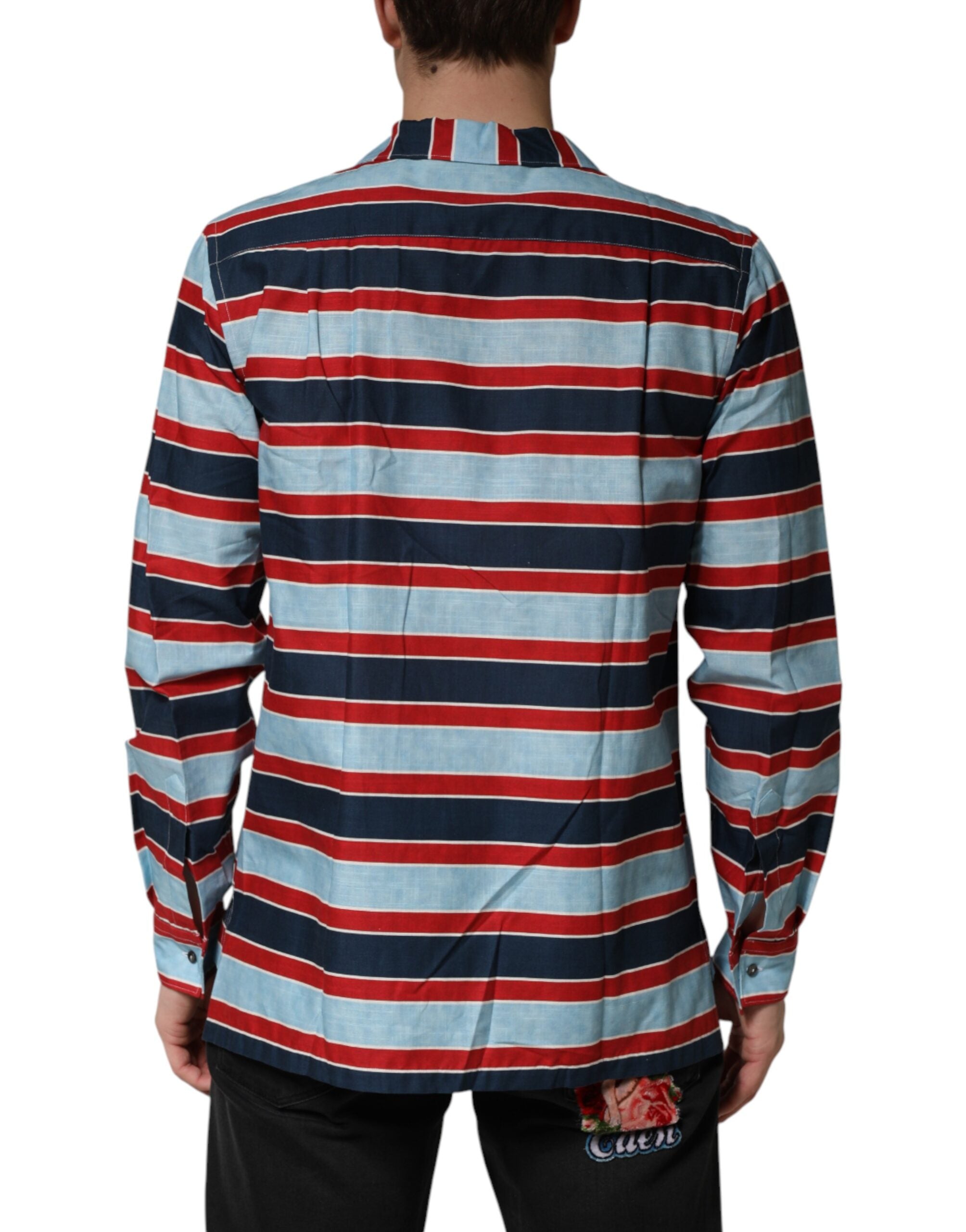 Dolce & Gabbana Multicolor Stripes Cotton Men Button Down Shirt - Luxe Marca