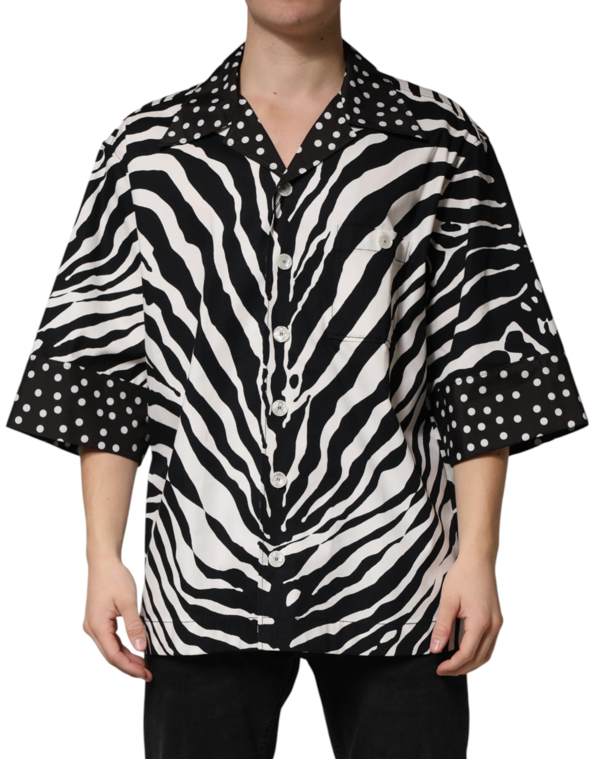 Dolce & Gabbana Black White Zebra ButtonDown Oversize Shirt - Luxe Marca
