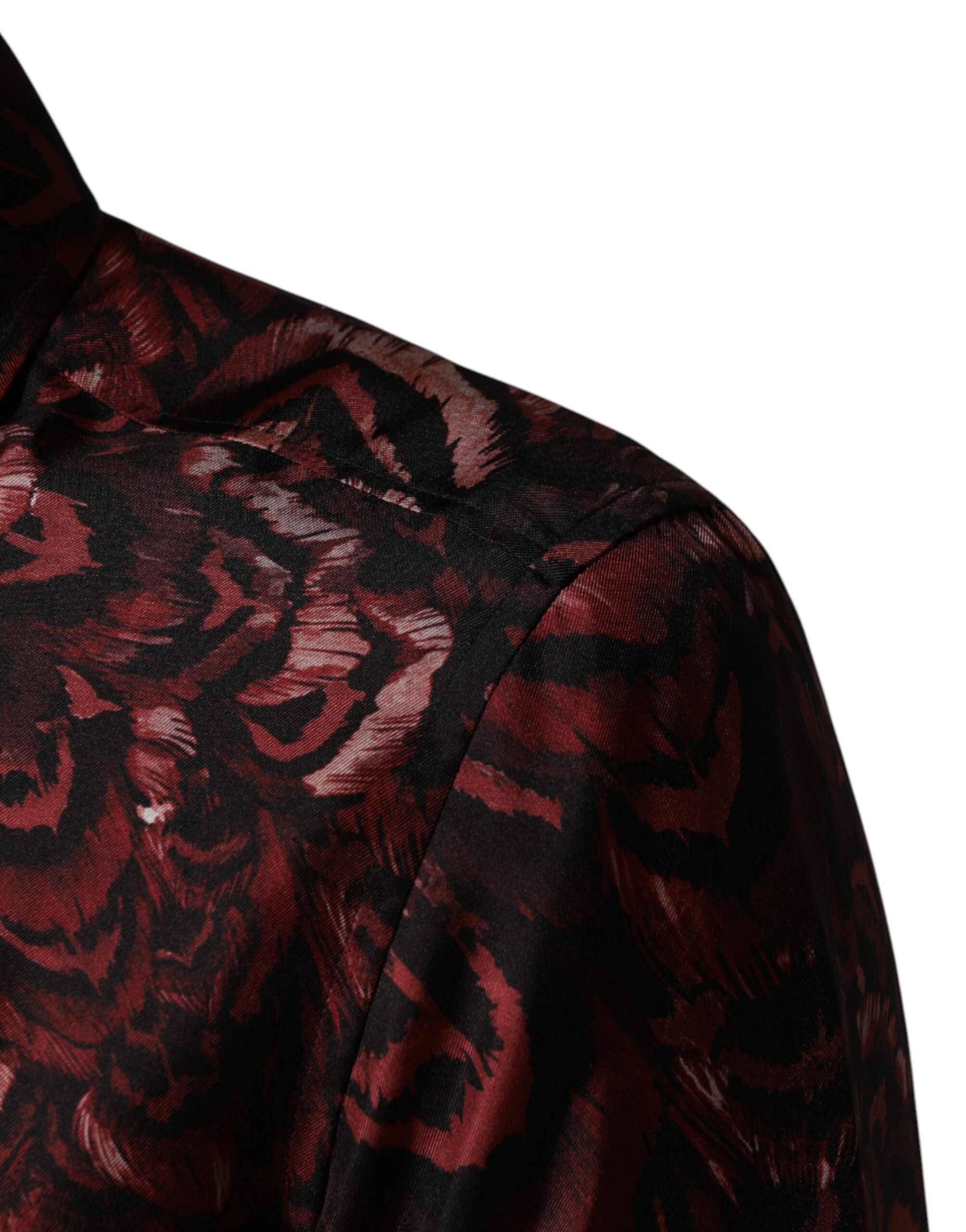 Dolce & Gabbana Bordeaux Patterned Collared Men Dress Shirt - Luxe Marca