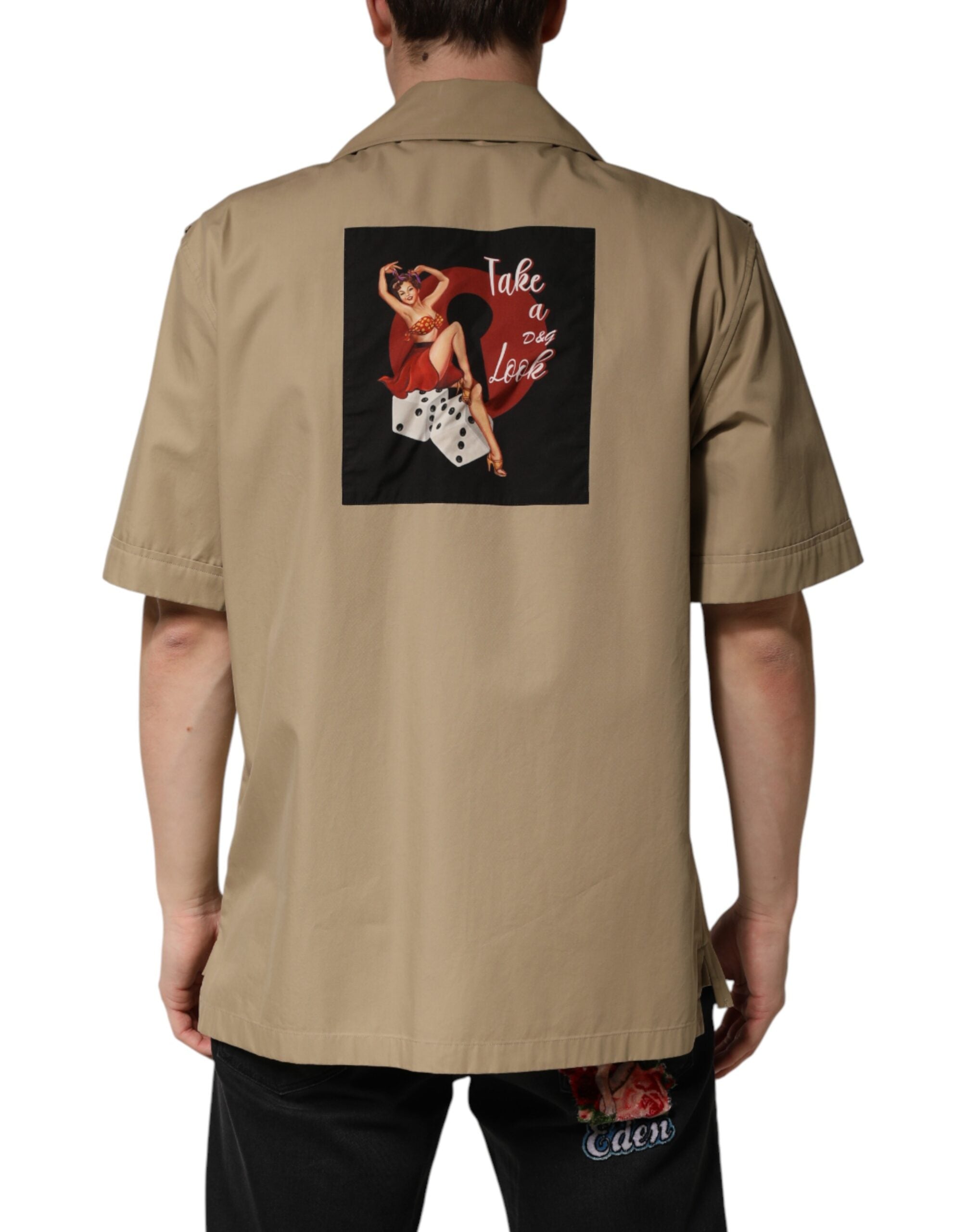Dolce & Gabbana Brown Pin Up Short Sleeves Men Casual Shirt - Luxe Marca