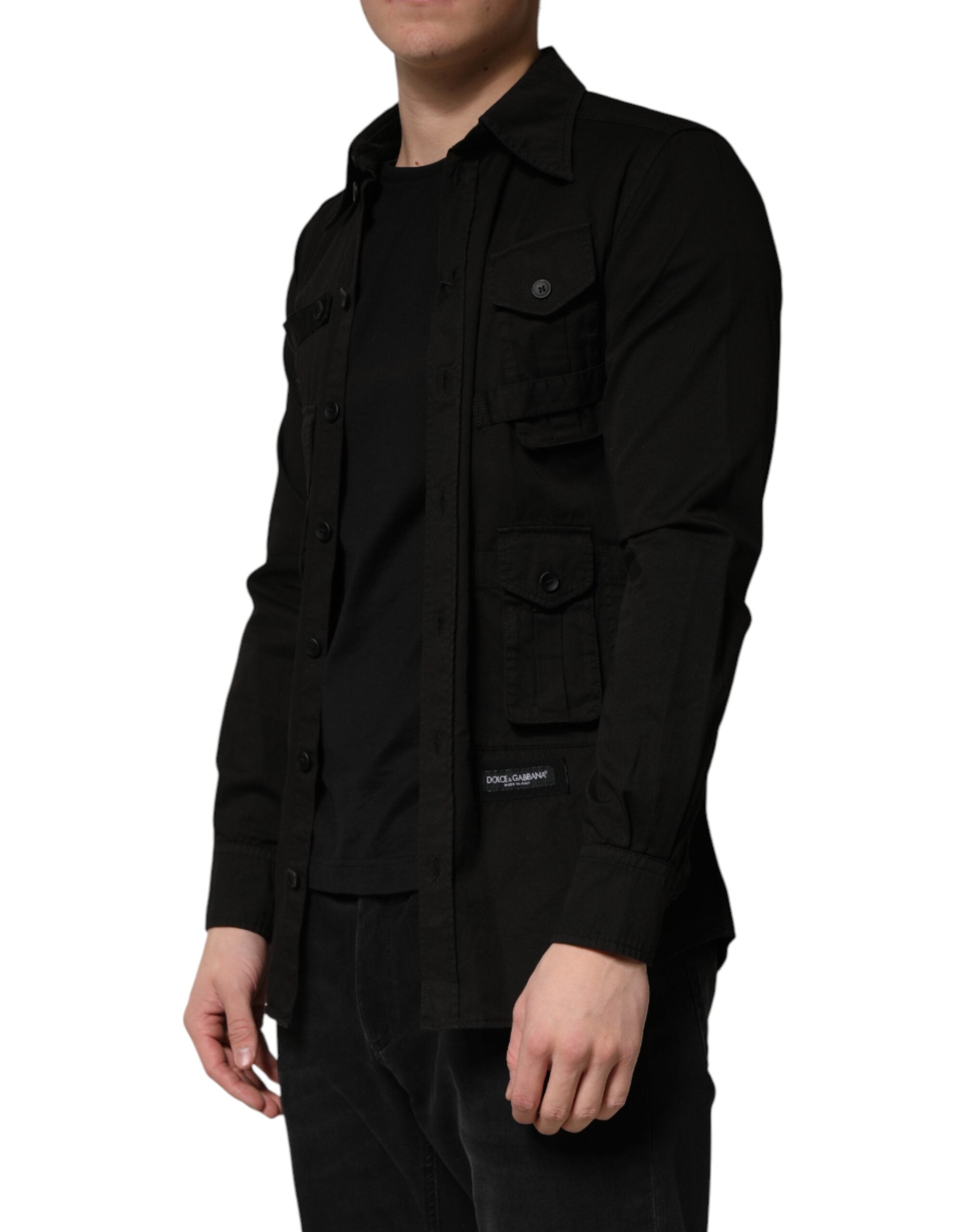 Dolce & Gabbana Black Cotton Collared Men Button Down Shirt - Luxe Marca