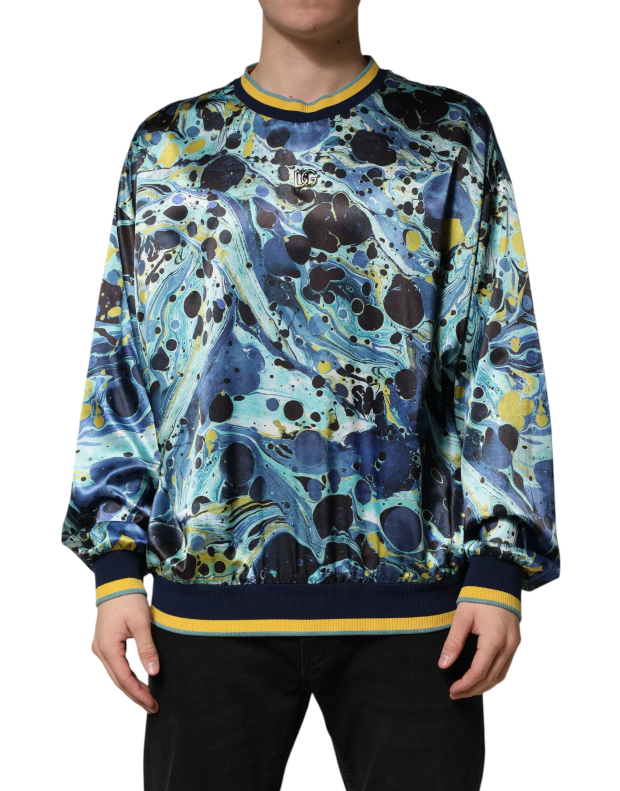 Dolce & Gabbana Multicolor Marble Print Pullover Sweater - Luxe Marca