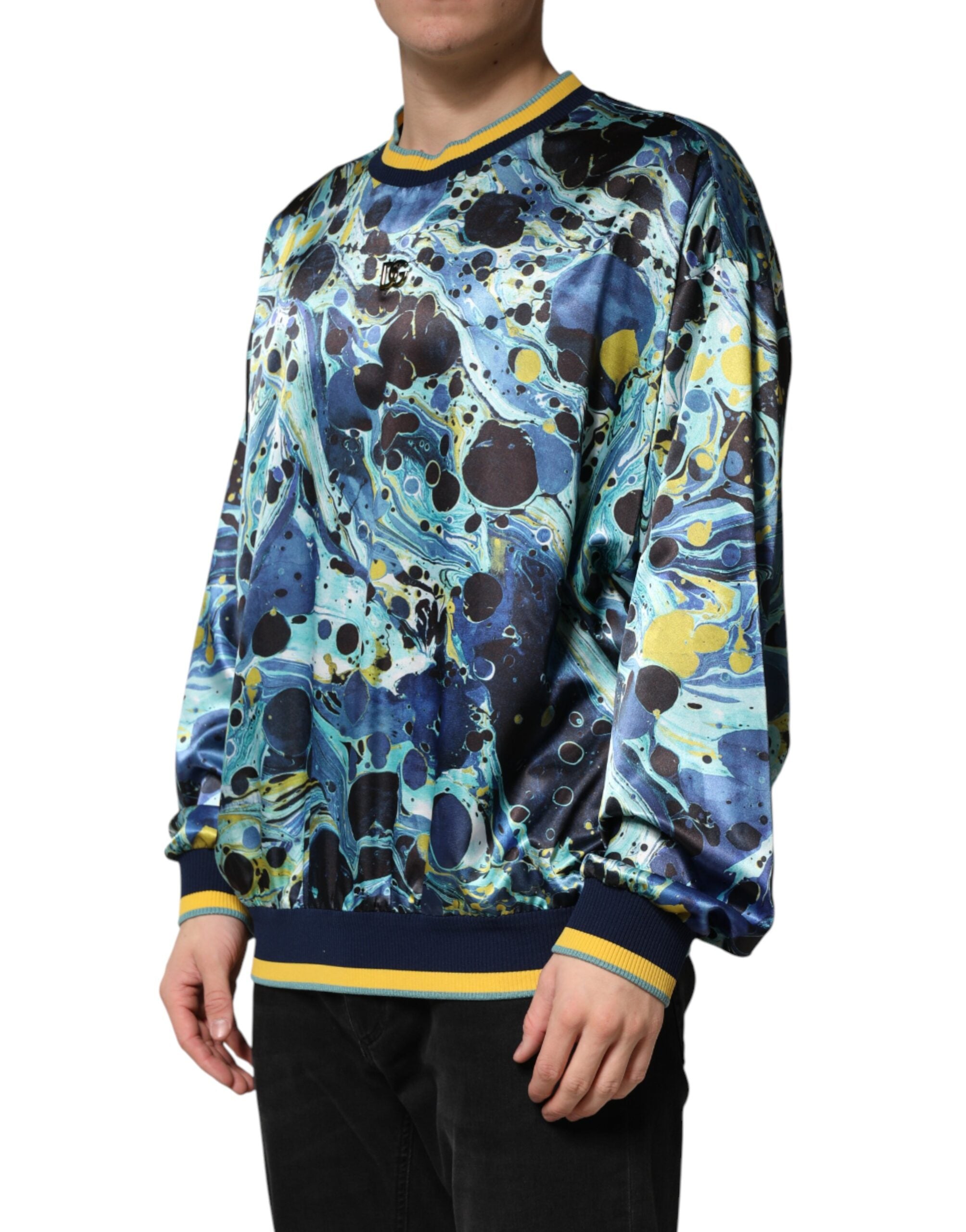 Dolce & Gabbana Multicolor Marble Print Pullover Sweater - Luxe Marca