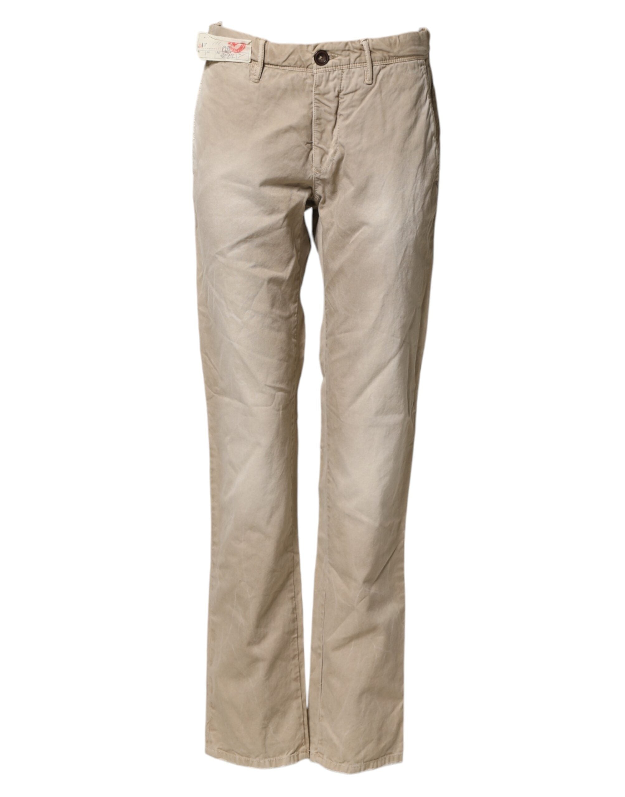 Incotex Beige Mid Waist Straight Women Casual Chino Trouser Pants - Luxe Marca
