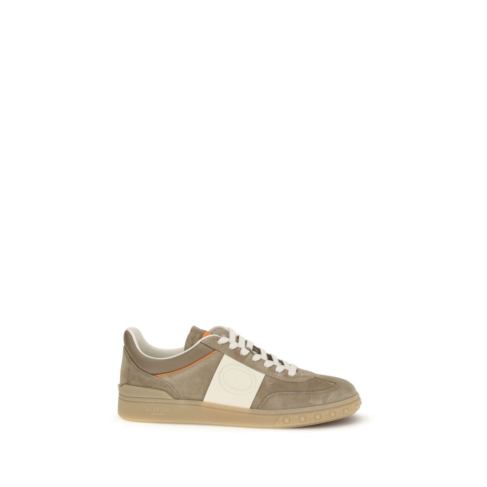 Valentino Garavani Beige Calf Leather Bos Taurus Low Top Sneakers - Luxe Marca
